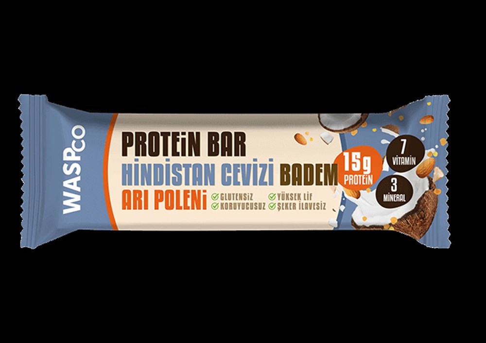 PROTEIN BAR 50 GR HİNDİSTAN CEVİZİ BADEM ARI POLENİSAĞLIKLI ATIŞTIRMALIK
