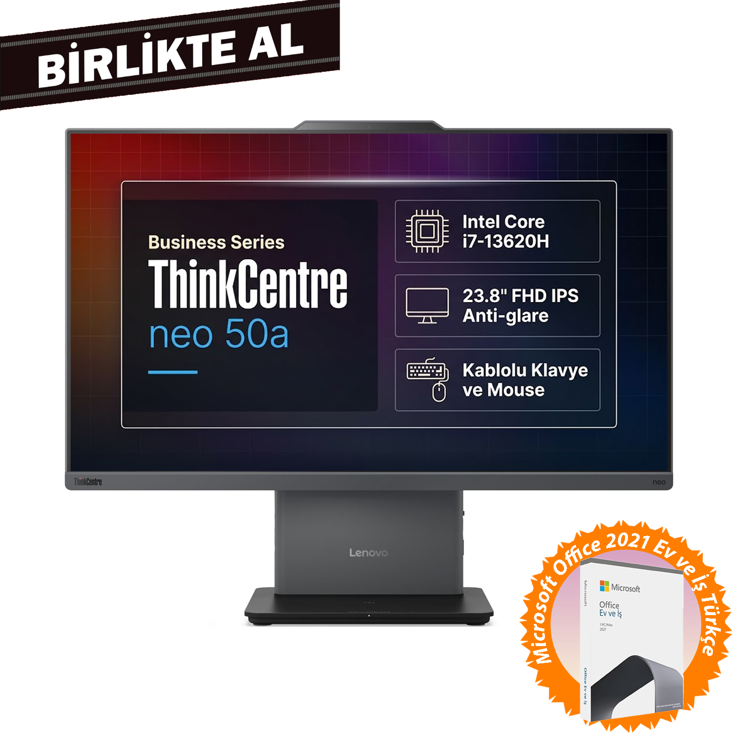  All-in-One Bilgisayar LENOVO 12SC001XTR 021 Distribütör  Lenovo ThinkCentre Neo 50a G5 Intel Core i7-13620H 32GB 1TB SSD 23.8