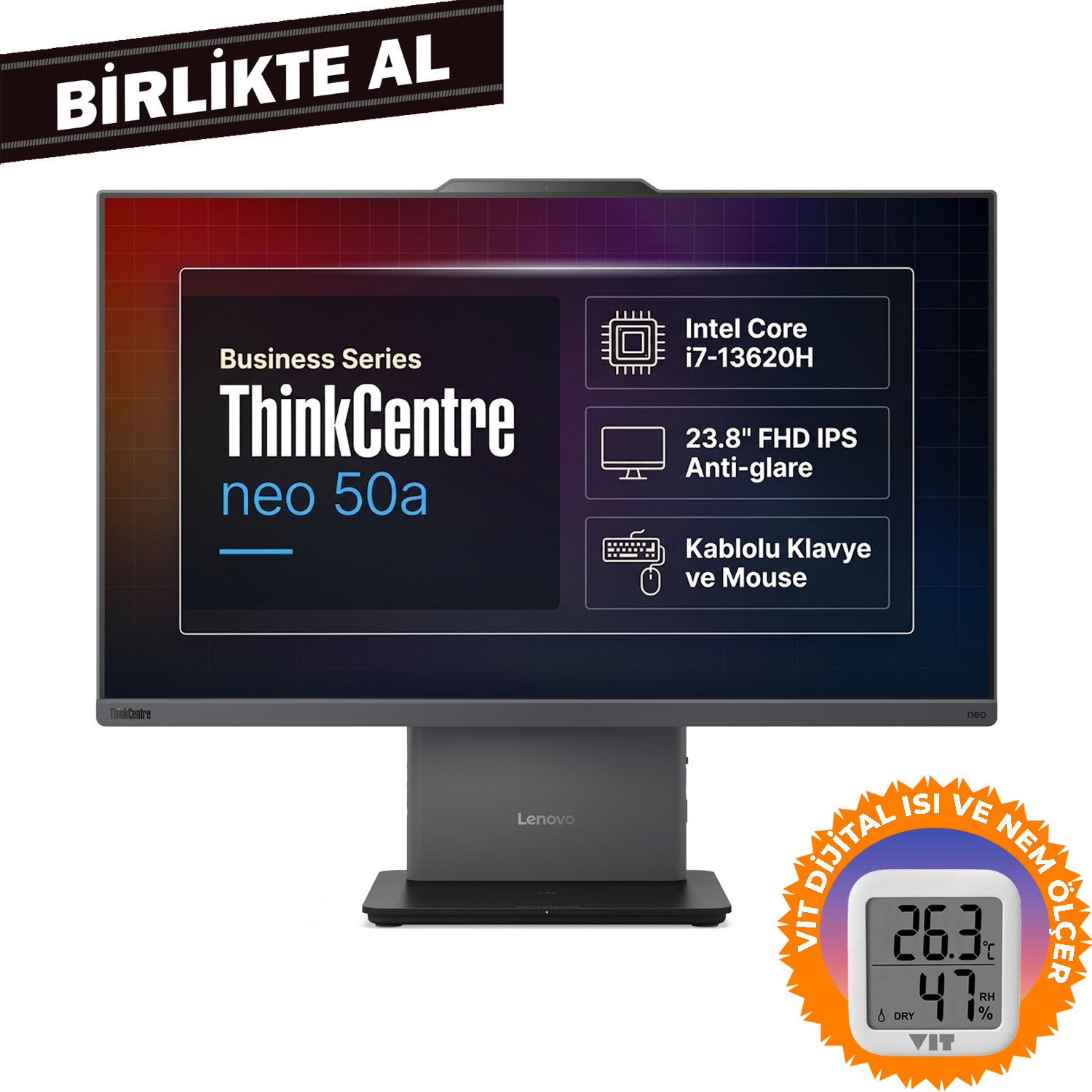  All-in-One Bilgisayar LENOVO 12SC001XTR 018 Distribütör  Lenovo ThinkCentre Neo 50a G5 Intel Core i7-13620H 32GB 1TB SSD 23.8