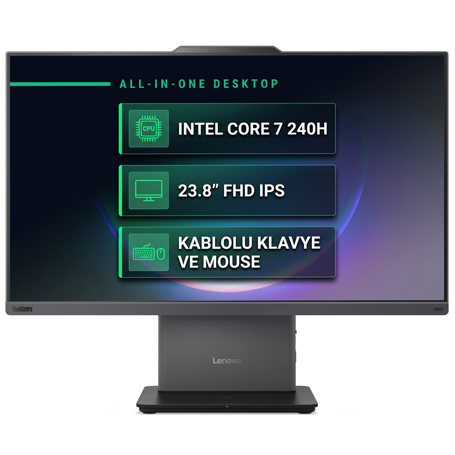  All-in-One Bilgisayar LENOVO 12SC003YTR 015 Distribütör  Lenovo ThinkCentre Neo 50a 24 Gen 5 Intel Core 7 240H 64GB 4TB SSD 23.8