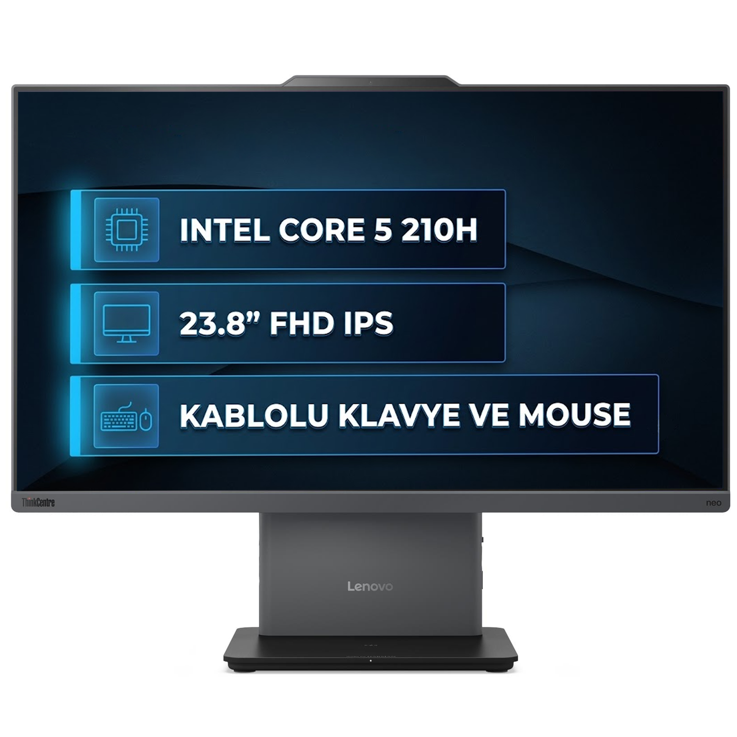  All-in-One Bilgisayar LENOVO 12SC004GTR 014 Distribütör  Lenovo ThinkCentre Neo 50a 24 Gen 5 Intel Core 5 210H 64GB 2TB SSD 23.8