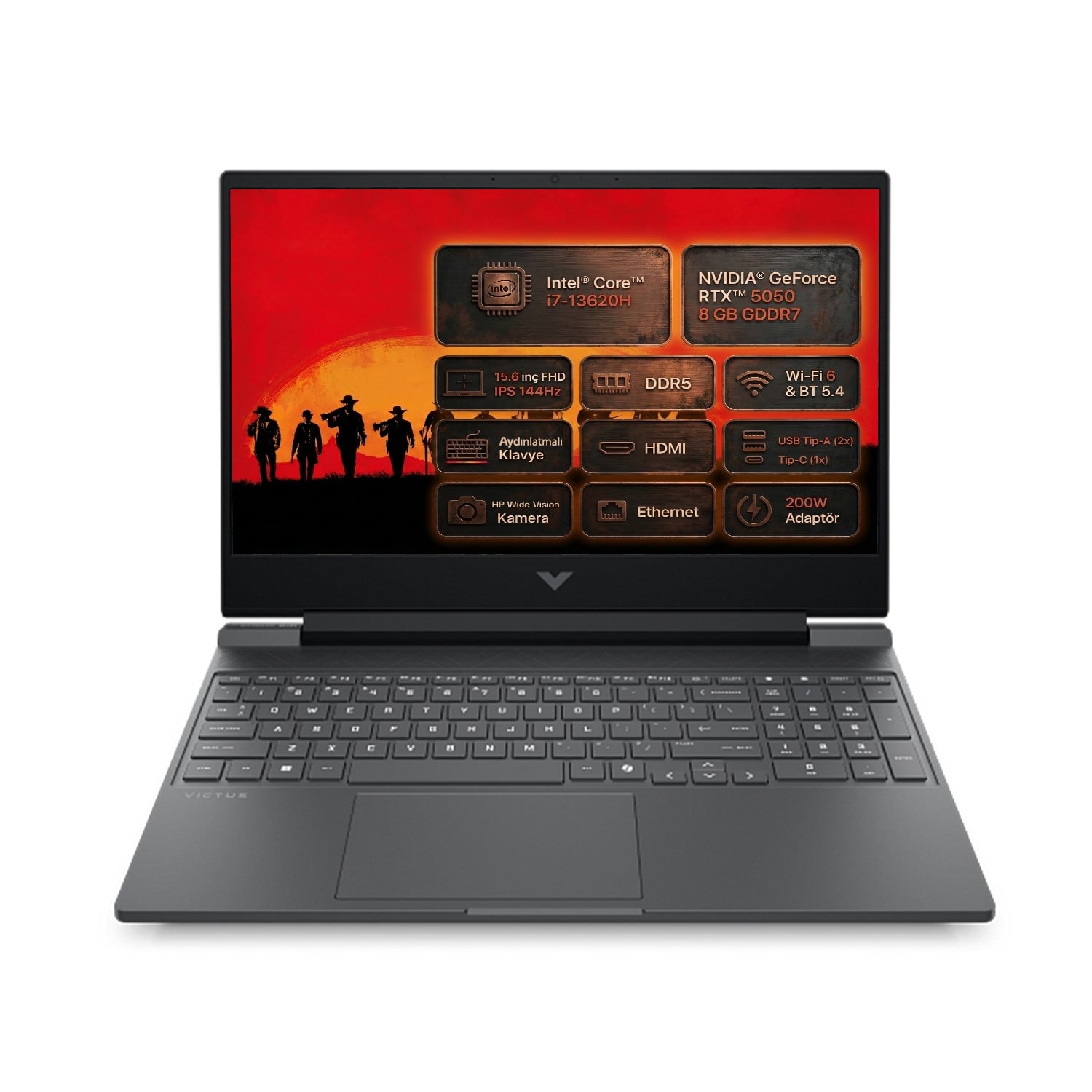  Gaming Laptop HP C52QWEA 006 Distribütör  HP Victus 15-FA2036NT i7-13620H 40GB 512GB SSD 8 GB RTX5050 144Hz 15.6