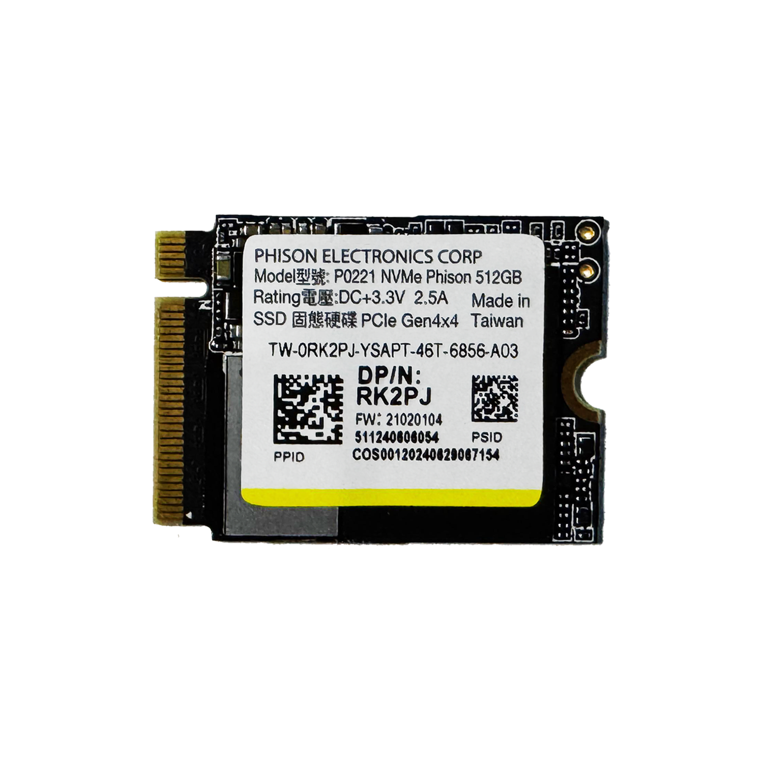  SSD Disk PHISON P0221 Distribütör  Phison P0221 512 GB 3000/1000MB/S M.2 Nvme 22x30 SSD (KUTUSUZ)