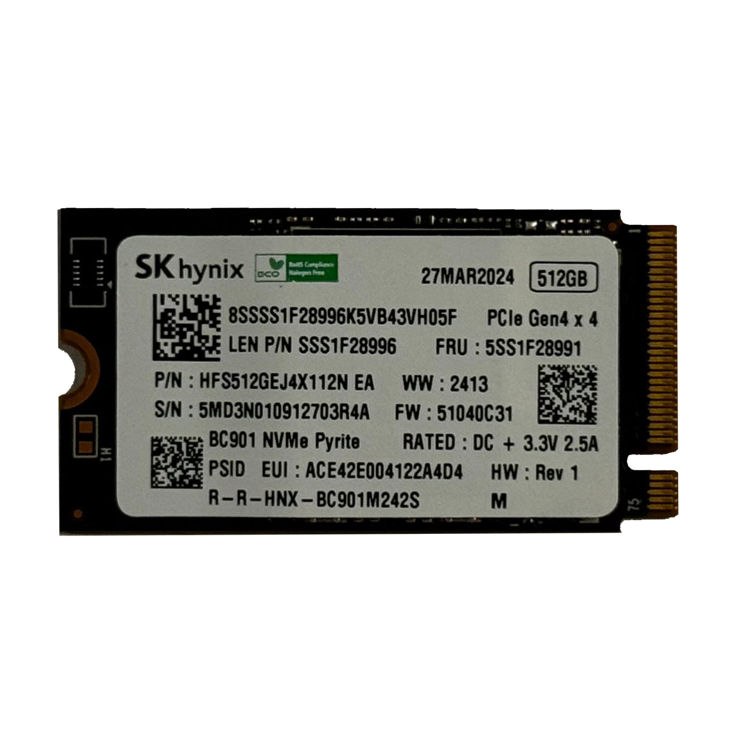  SSD Disk Sk Hynix BC901 Distribütör  SK Hynix BC901 512GB 22x42 M.2 NVMe SSD(KUTUSUZ)