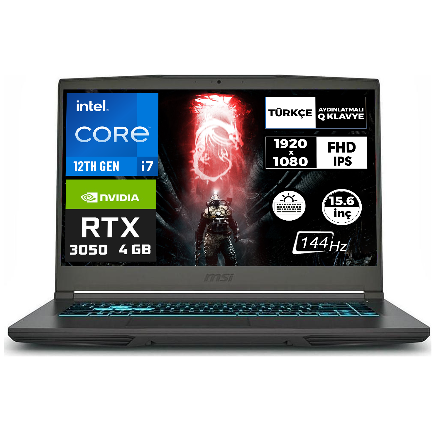 MSI THIN 15 i7-12650H 64GB 512GB SSD 4 GB RTX3050 144Hz 15.6