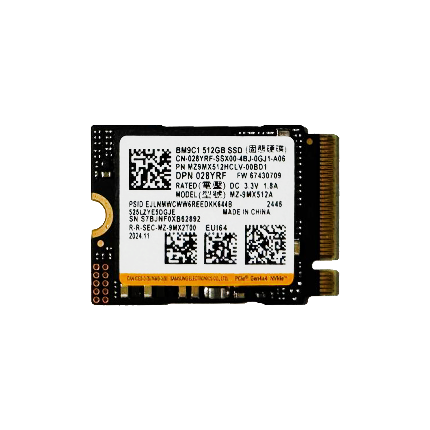 Samsung BM9C1 512GB 4900/4000MB/s Gen4x4 22x30 M.2 NVMe SSD (KUTUSUZ) SSD Disk Samsung BM9C1 Distribütör  Samsung BM9C1 512GB 4900/4000MB/s Gen4x4 22x30 M.2 NVMe SSD (KUTUSUZ)