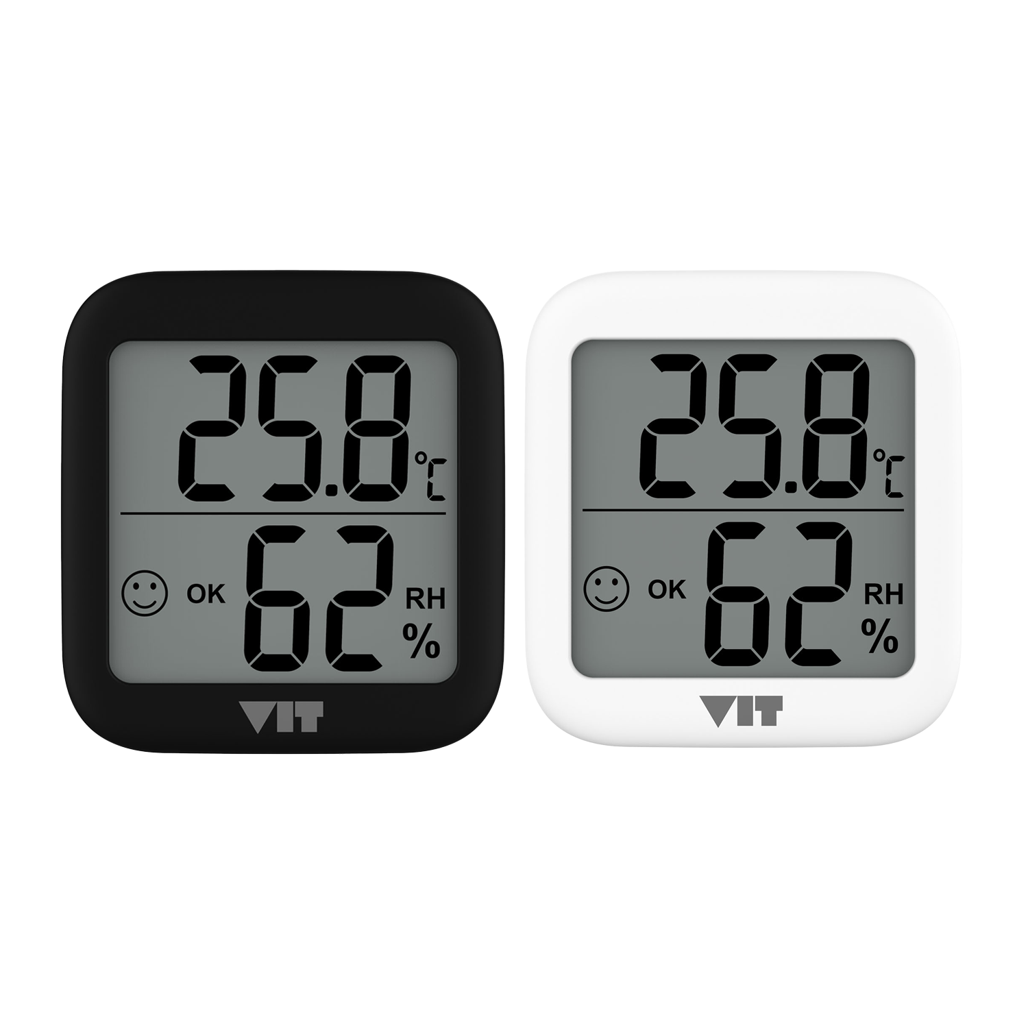 VIT 2'li İç Mekan Dijital Isı ve Nem Ölçer Siyah-Beyaz Termometre KVT17 THERMOMETER Termometre VIT KVT17 Distribütör  VIT 2'li İç Mekan Dijital Isı ve Nem Ölçer Siyah-Beyaz Termometre KVT17 THERMOMETER
