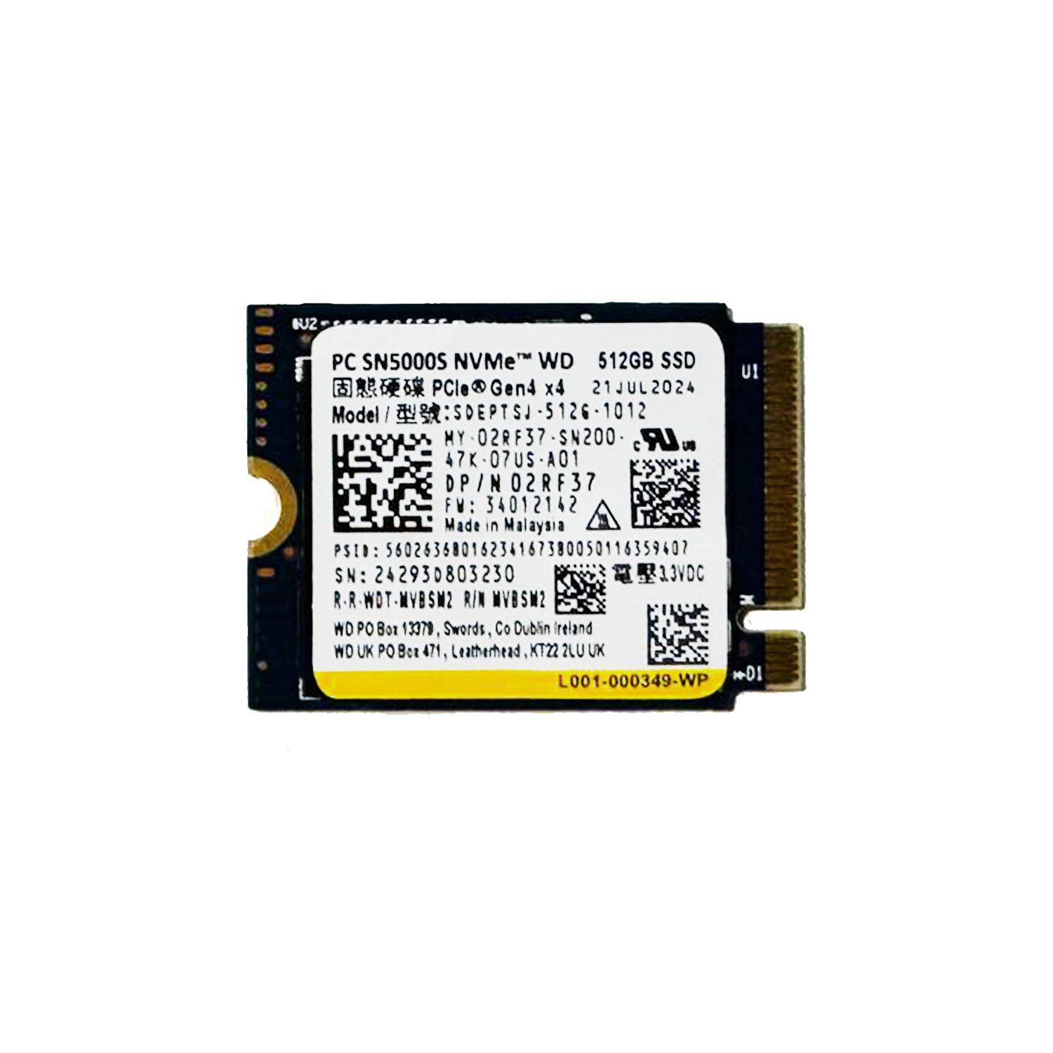 WD SN5000S 512GB 5500/4000MB/s 22x30 M.2 NVMe SSD PCIe Gen4x4 SDEPTSJ-512G-1012 (KUTUSUZ) SSD Disk Western Digital SN5000S Distribütör  WD SN5000S 512GB 5500/4000MB/s 22x30 M.2 NVMe SSD PCIe Gen4x4 SDEPTSJ-512G-1012 (KUTUSUZ)