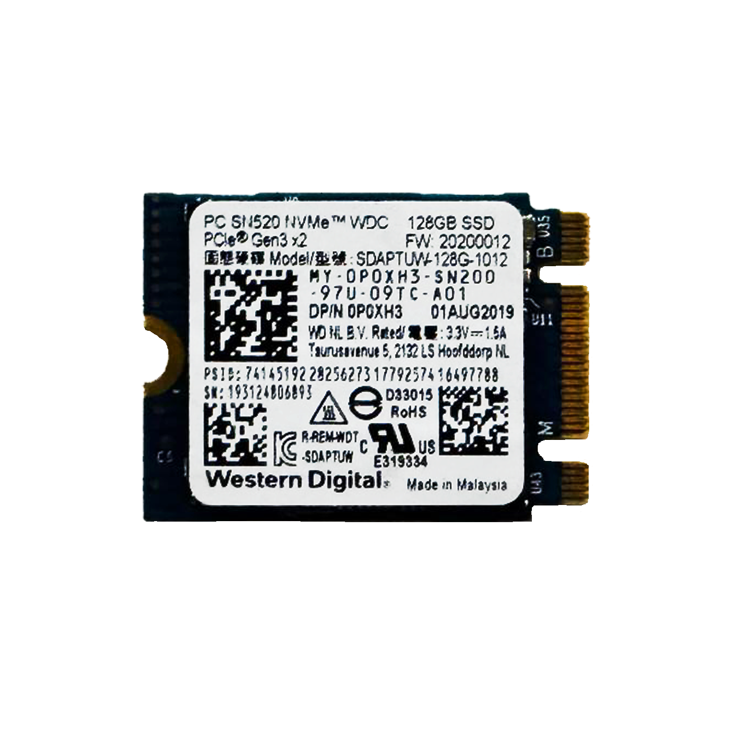Wd SN520 SDAPTUW-128 500/500MB/s 128GB M.2 Sata 22x30 Nvme SSD (KUTUSUZ) SSD Disk Western Digital SDAPTUW Distribütör  Wd SN520 SDAPTUW-128 500/500MB/s 128GB M.2 Sata 22x30 Nvme SSD (KUTUSUZ)