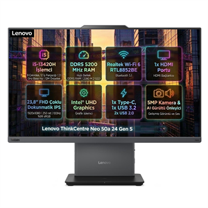  All-in-One Bilgisayar LENOVO 12SCA0CMTR 009 Distribütör  Lenovo ThinkCentre Neo 50A G5 Intel Core i5-13420H 32GB 512GB SSD 23.8