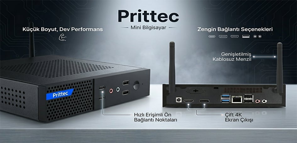 PRITTEC Barebone Mini Masaüstü Bilgisayar