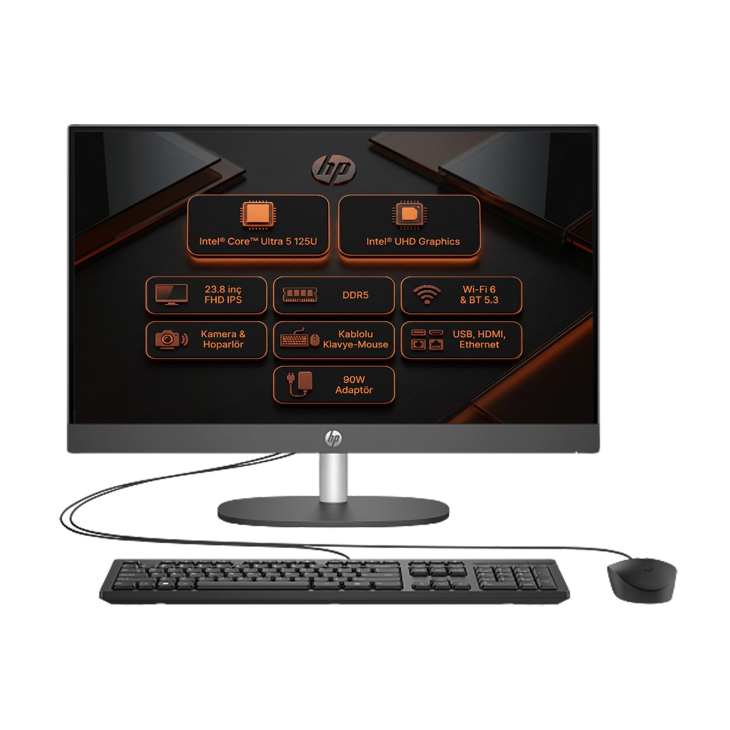  All-in-One Bilgisayar HP D1GD0ET 019 Distribütör  HP ProOne 240 G10 Ultra 5 125U 48GB 2TB SSD 23.8