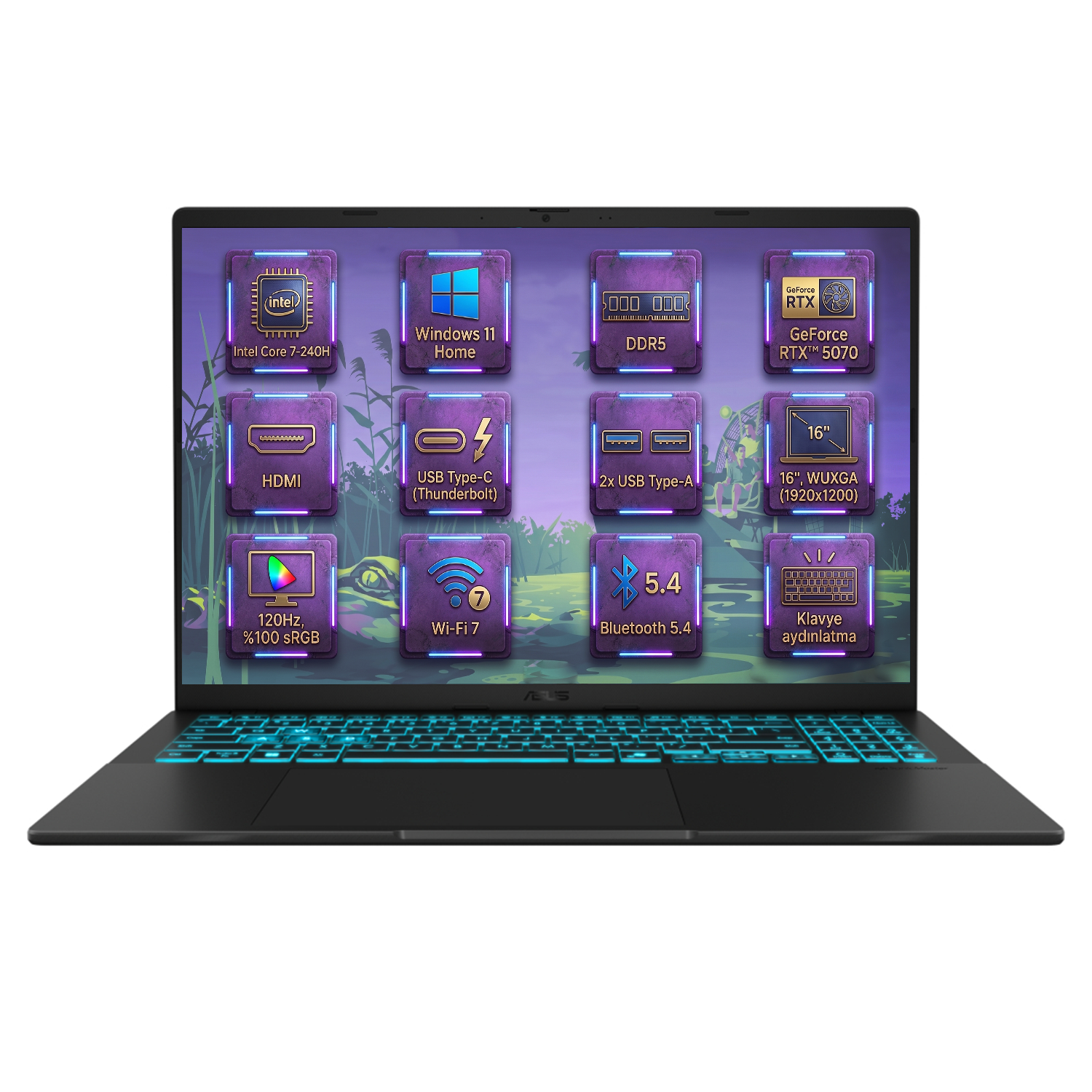  Dizüstü Bilgisayar ASUS V3607VP-RP054W Distribütör  Asus V16 Intel Core 7 240H 16GB 512GB SSD 8 GB RTX5070 120Hz 16
