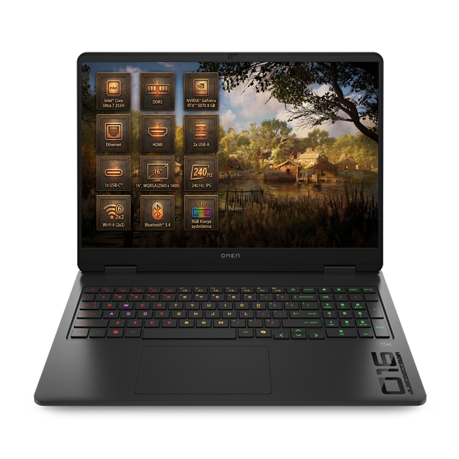  Dizüstü Bilgisayar HP CJ8V8EA 007 Distribütör  HP OMEN Slim Gaming 16 Intel Core Ultra 7 255H 24GB 1TB SSD 8 GB RTX5070 240Hz 16
