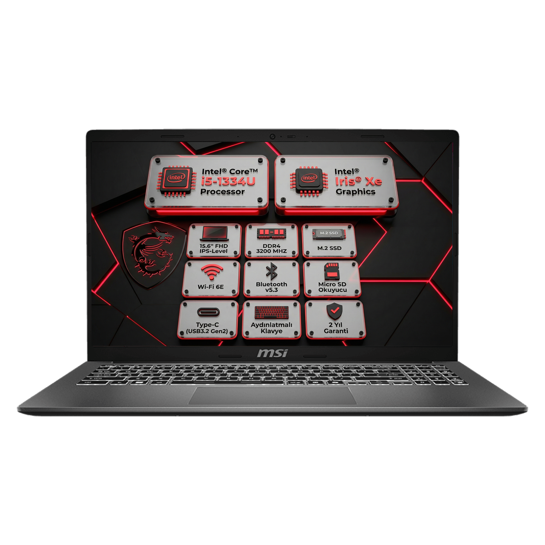  Dizüstü Bilgisayar MSI F13MG-869XTR 014 Distribütör  MSI Modern 15 F13MG i5-1334U 64GB 2TB SSD 15.6
