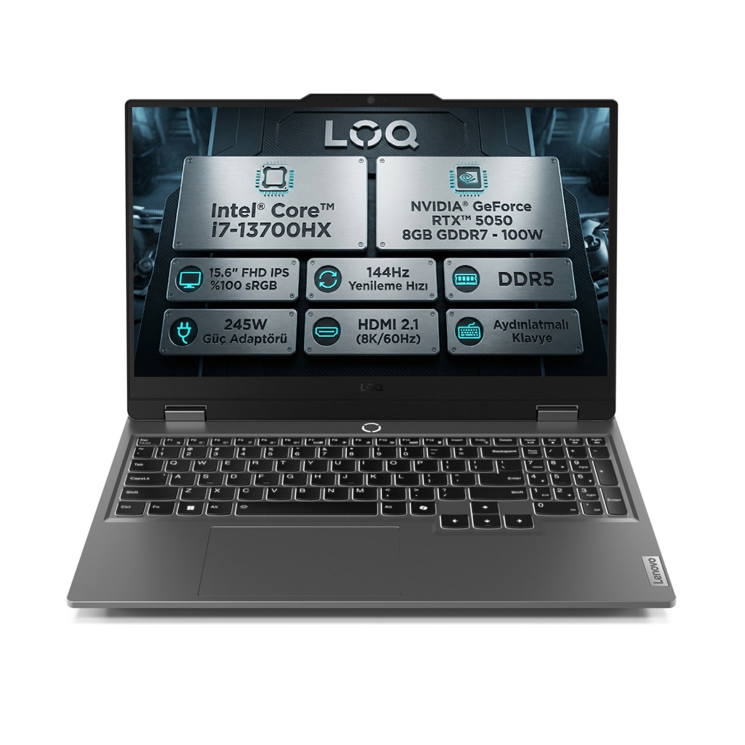  Gaming Laptop LENOVO 83JE00WGTR 030 Distribütör  Lenovo LOQ Intel Core i7-13700HX 64GB 2TB SSD 8 GB RTX5050 144Hz 15.6