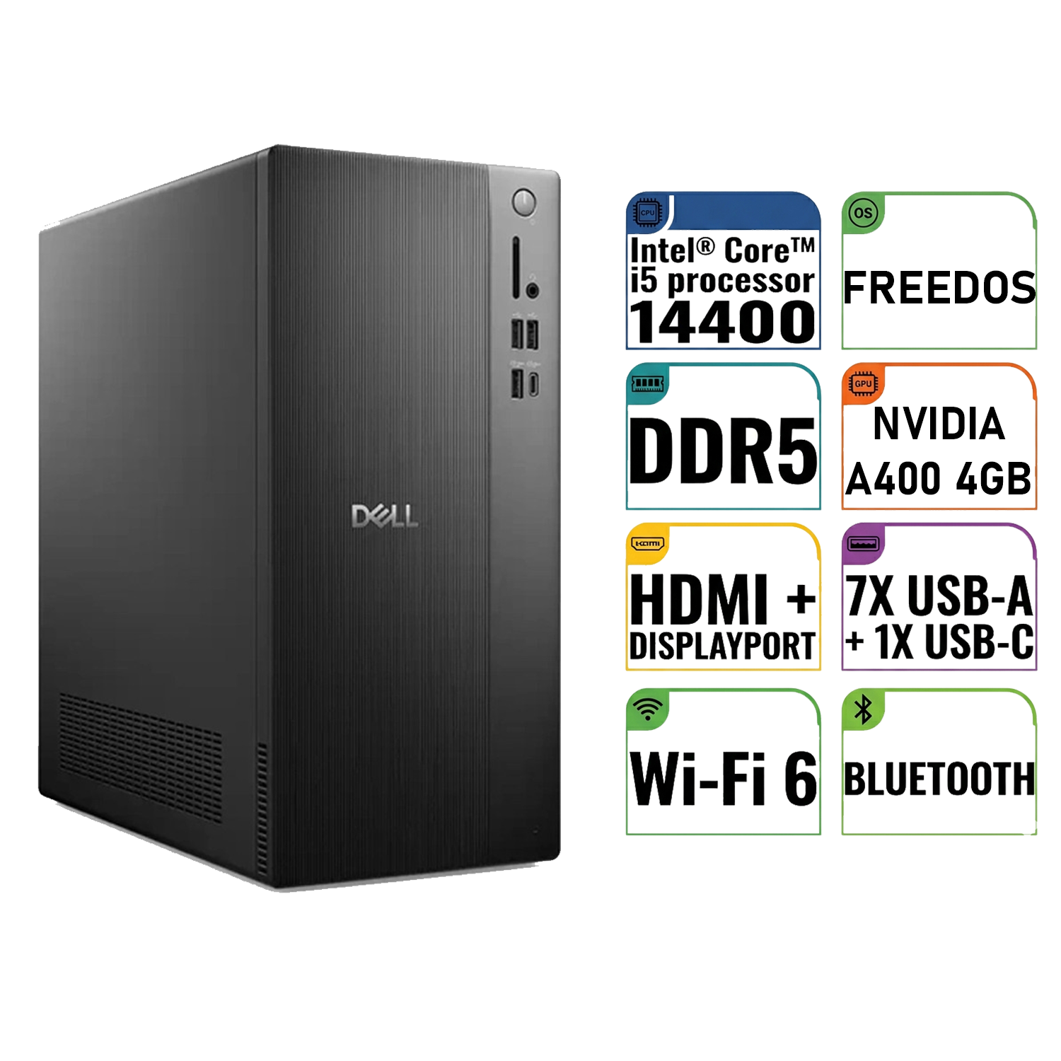  Masaüstü Bilgisayar DELL ECT1250_RPLSR004_U 010 Distribütör  Dell Tower ECT1250 Intel Core i5-14400 32GB 1TB SSD 4 GB A400 Freedos Masaüstü Bilgisayar ECT1250_RPLSR004_U 010