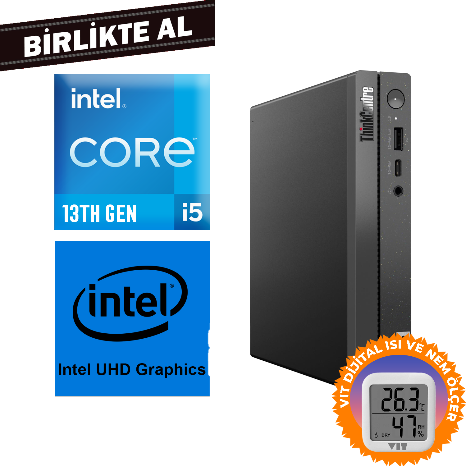  Mini Masaüstü Bilgisayar LENOVO 12LMS4XCTX 034 Distribütör  Lenovo ThinkCentre Neo 50Q G4 i5-13420H 24GB 512GB SSD W11P Mini Pc + VIT Termometre 12LMS4XCTX 034