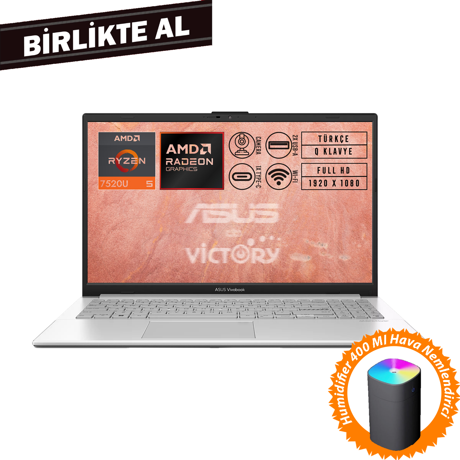 Asus VivoBook Go 15 AMD Ryzen 5 7520U 8GB 1TB SSD 15.6