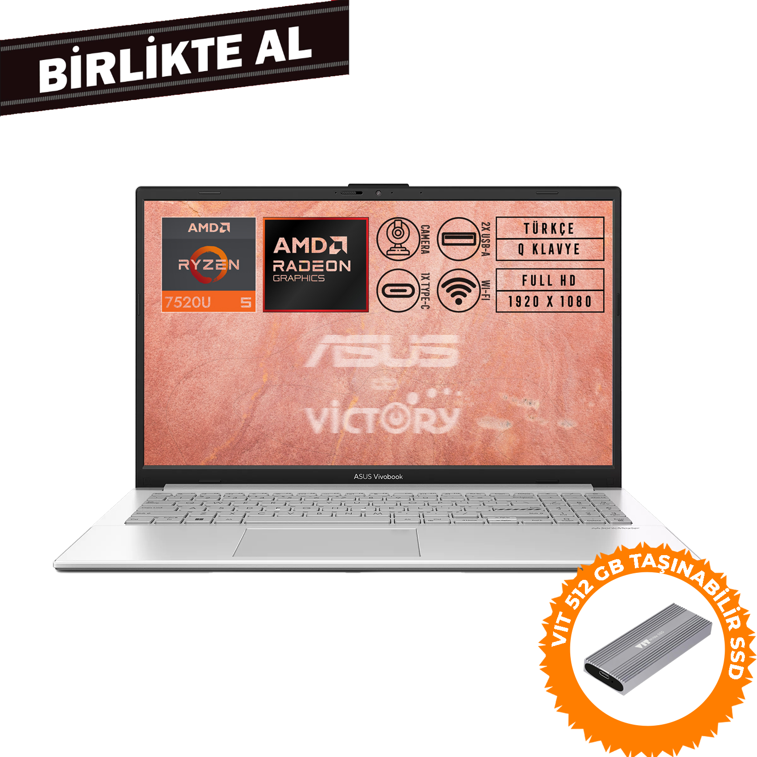 Asus VivoBook Go 15 AMD Ryzen 5 7520U 8GB 1TB SSD 15.6