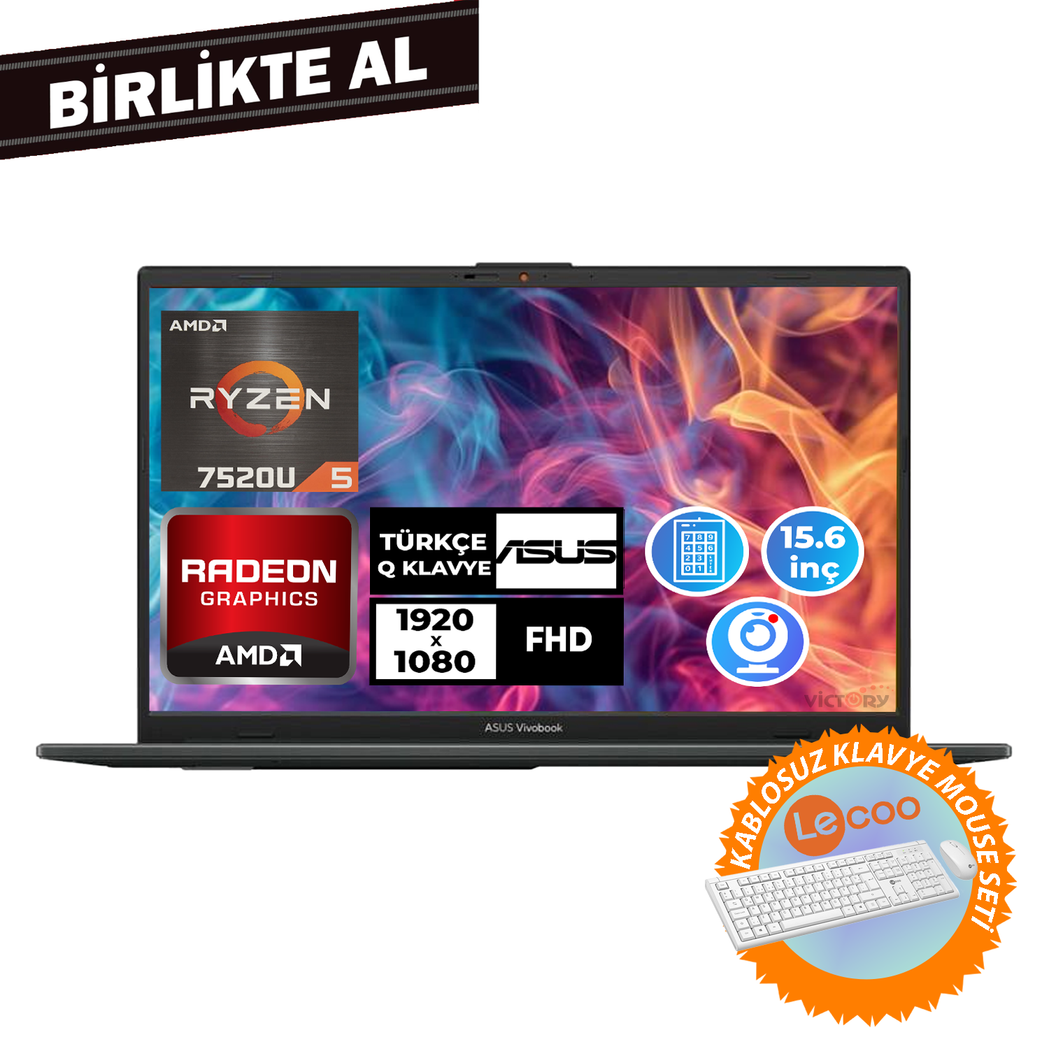Asus Vivobook Go 15 Ryzen 5 7520U 16GB 512GB SSD 15.6