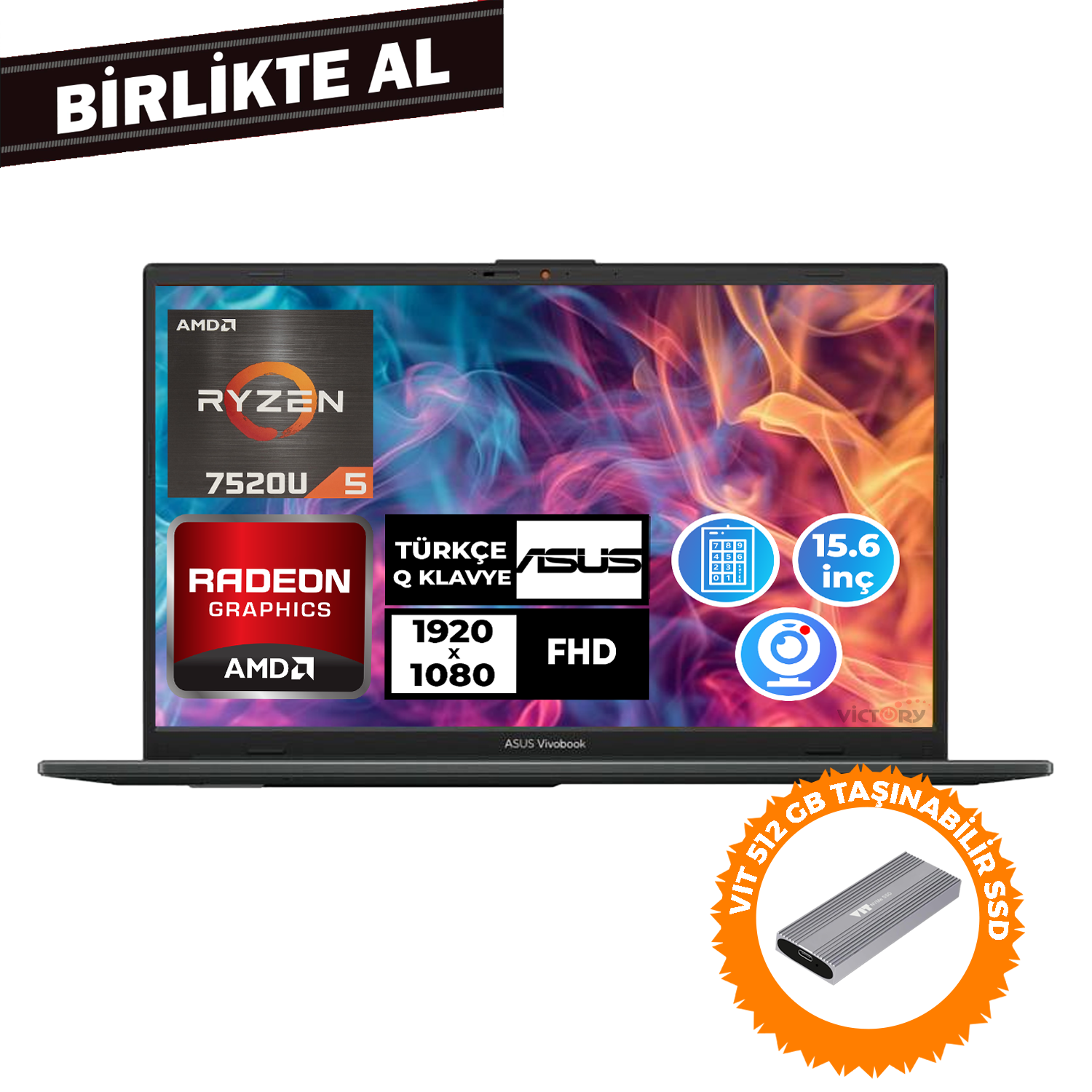 Asus Vivobook Go 15 Ryzen 5 7520U 16GB 1TB SSD 15.6
