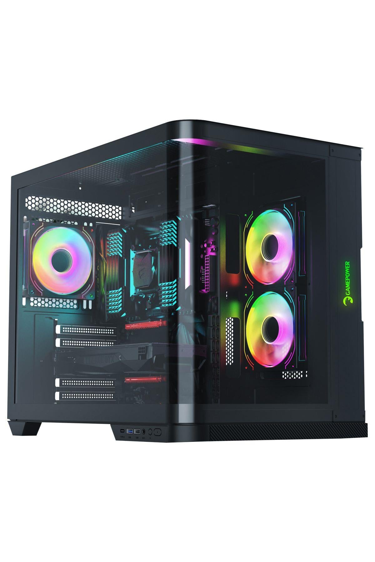 GamePower Warcry Vertex ARGB Kavisli Temper Cam TYPE-C ATX Gaming Kasa Bilgisayar Kasası GAMEPOWER WARCRY VERTEX Distribütör  GamePower Warcry Vertex ARGB Kavisli Temper Cam TYPE-C ATX Gaming Kasa