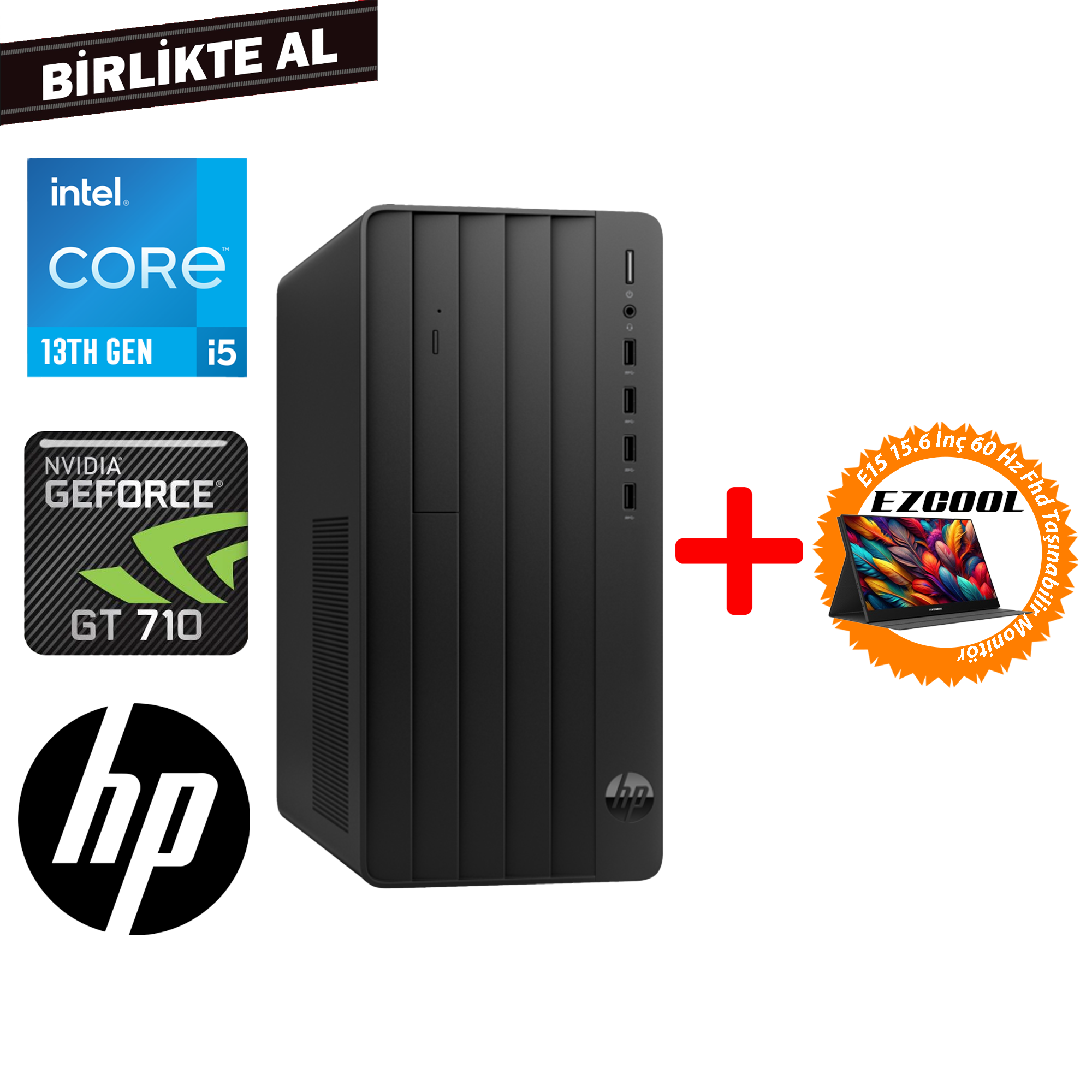 HP Pro 290 G9 i5-13500 8GB 512GB SSD 4 GB GT710 W11P Masaüstü PC + 15,6