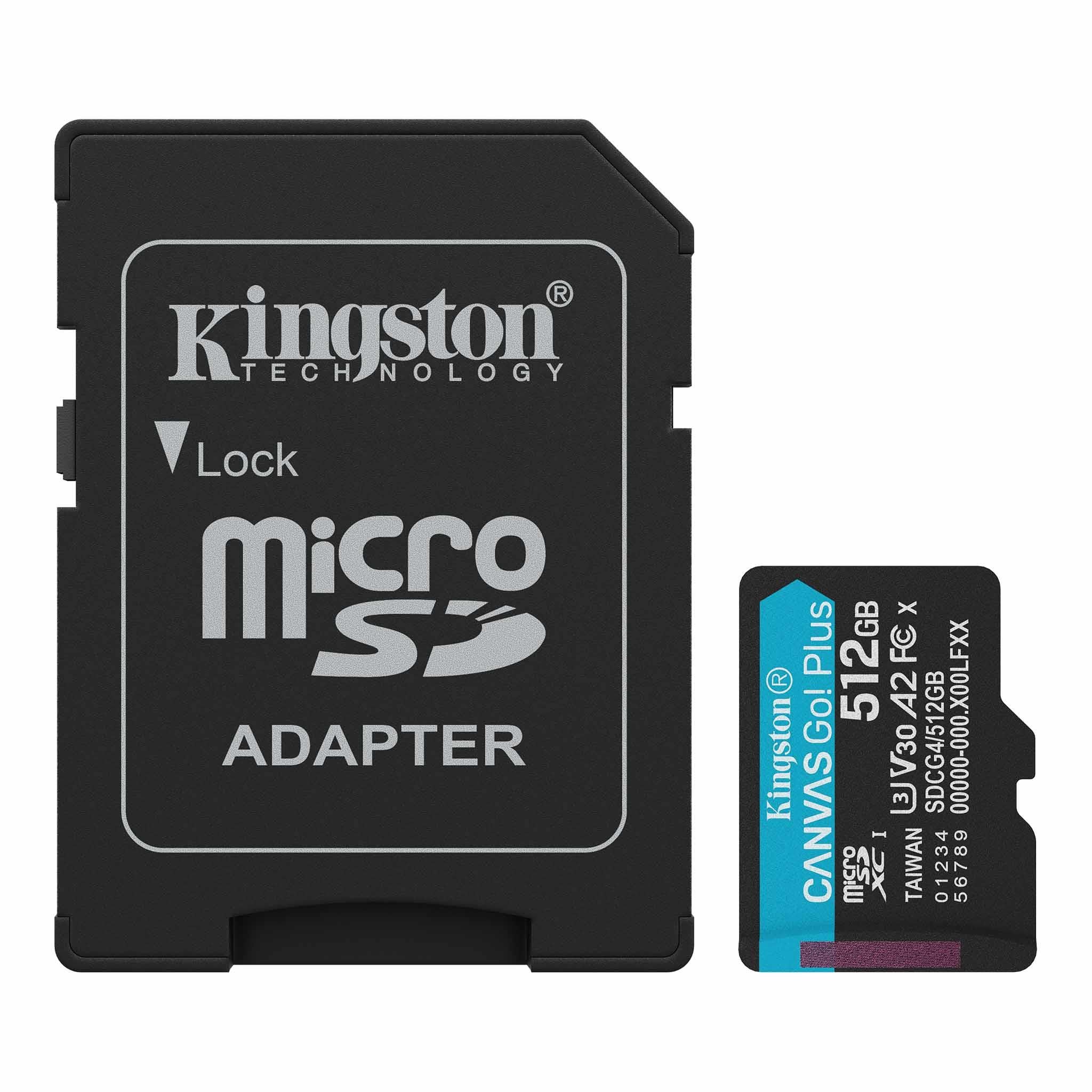 Kingston Canvas Go Plus Class 10 UHS-I U3 A2 V30 512 GB Micro SD Kart SDCG4/512G Hafıza Kartı KINGSTON SDCG4/512G Distribütör  Kingston Canvas Go Plus Class 10 UHS-I U3 A2 V30 512 GB Micro SD Kart SDCG4/512G