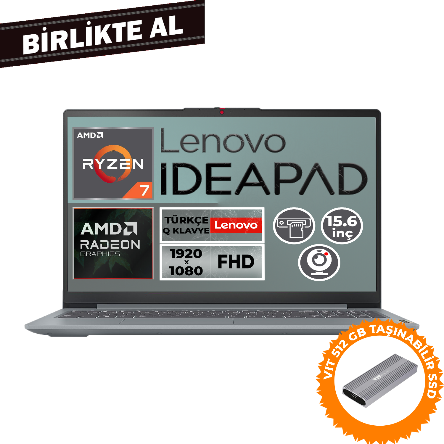 Lenovo IdeaPad Slim 3 Ryzen 7 5825U 16GB 512GB SSD 15.6