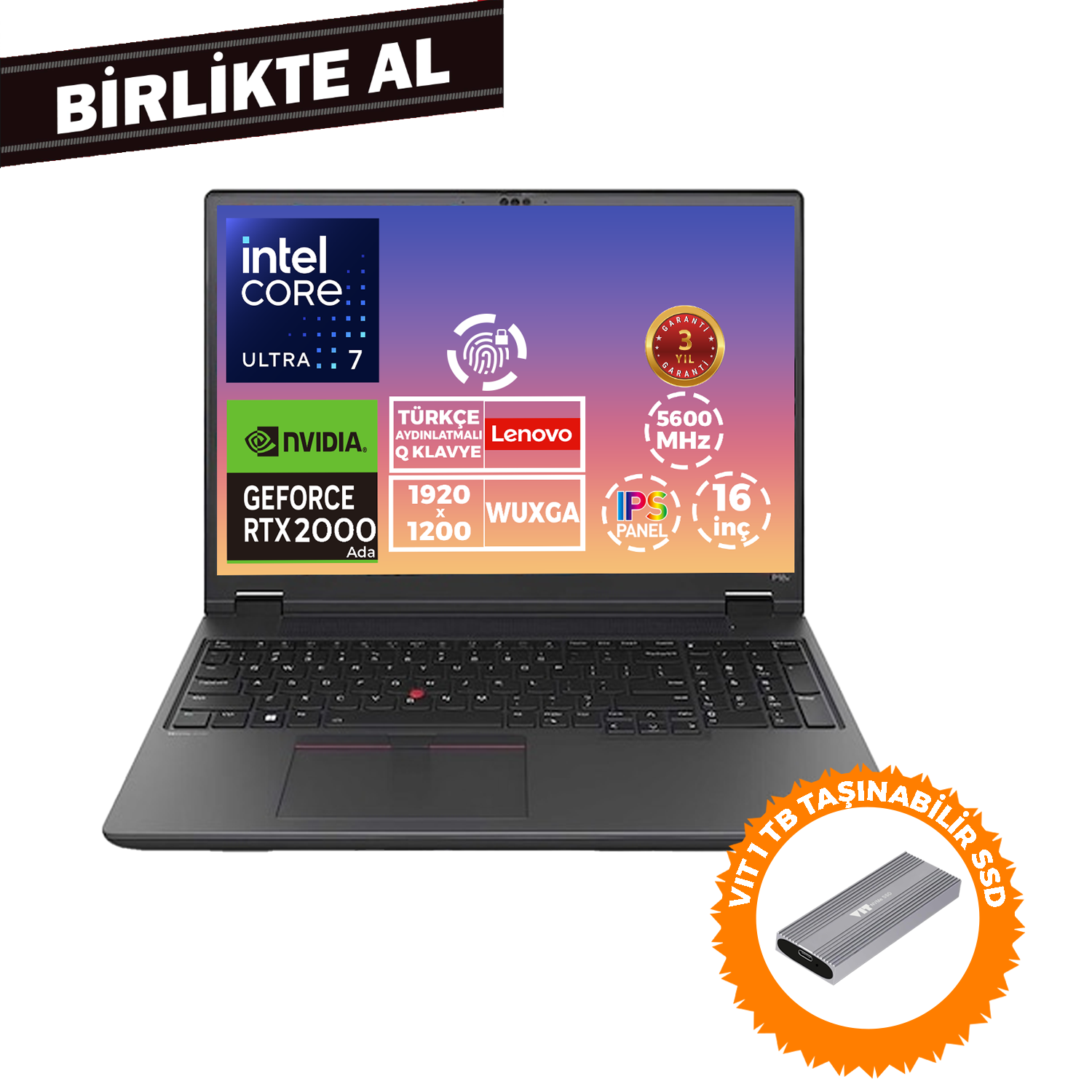 Lenovo MWS P16V G2 U7 165H 40GB 1TB SSD 8 GB RTX2000 16