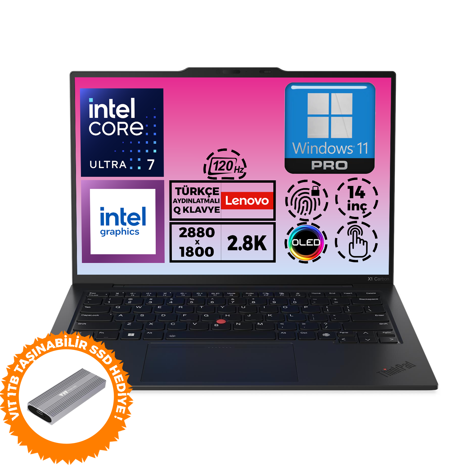 Lenovo ThinkPad X1 Carbon G12 U7 155U 32GB 2TB SSD 14'' 2.8K W11P Dokunmatik+ 1TB SSD 21KC006BTX 005 Dizüstü Bilgisayar LENOVO 21KC006BTX 004 Distribütör  Lenovo ThinkPad X1 Carbon G12 U7 155U 32GB 2TB SSD 14'' 2.8K W11P Dokunmatik+ 1TB SSD 21KC006BTX 005