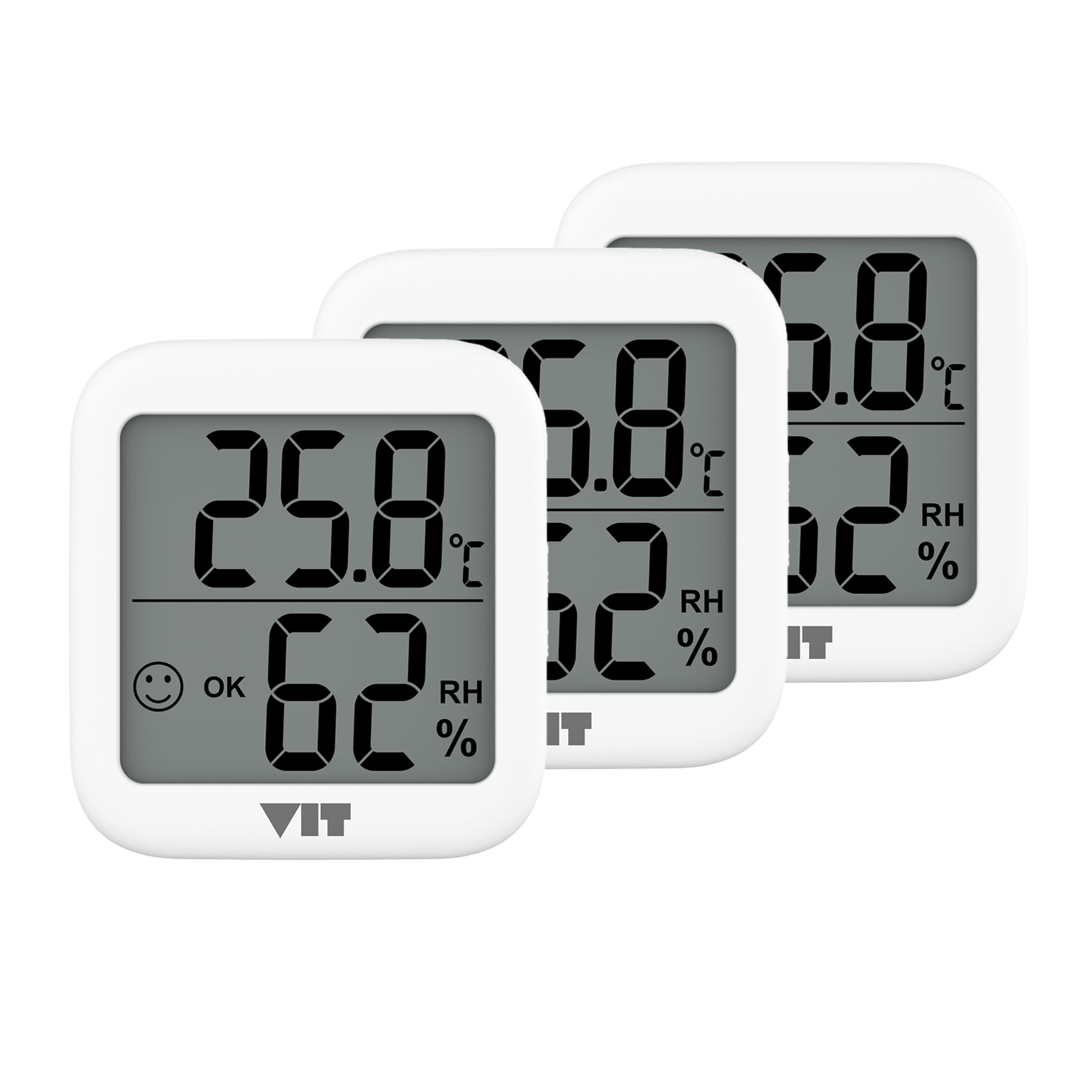 VIT 3'lü İç Mekan Dijital Isı ve Nem Ölçer Beyaz Termometre WVT17-02 THERMOMETER Termometre VIT WVT17-02 Distribütör  VIT 3'lü İç Mekan Dijital Isı ve Nem Ölçer Beyaz Termometre WVT17-02 THERMOMETER