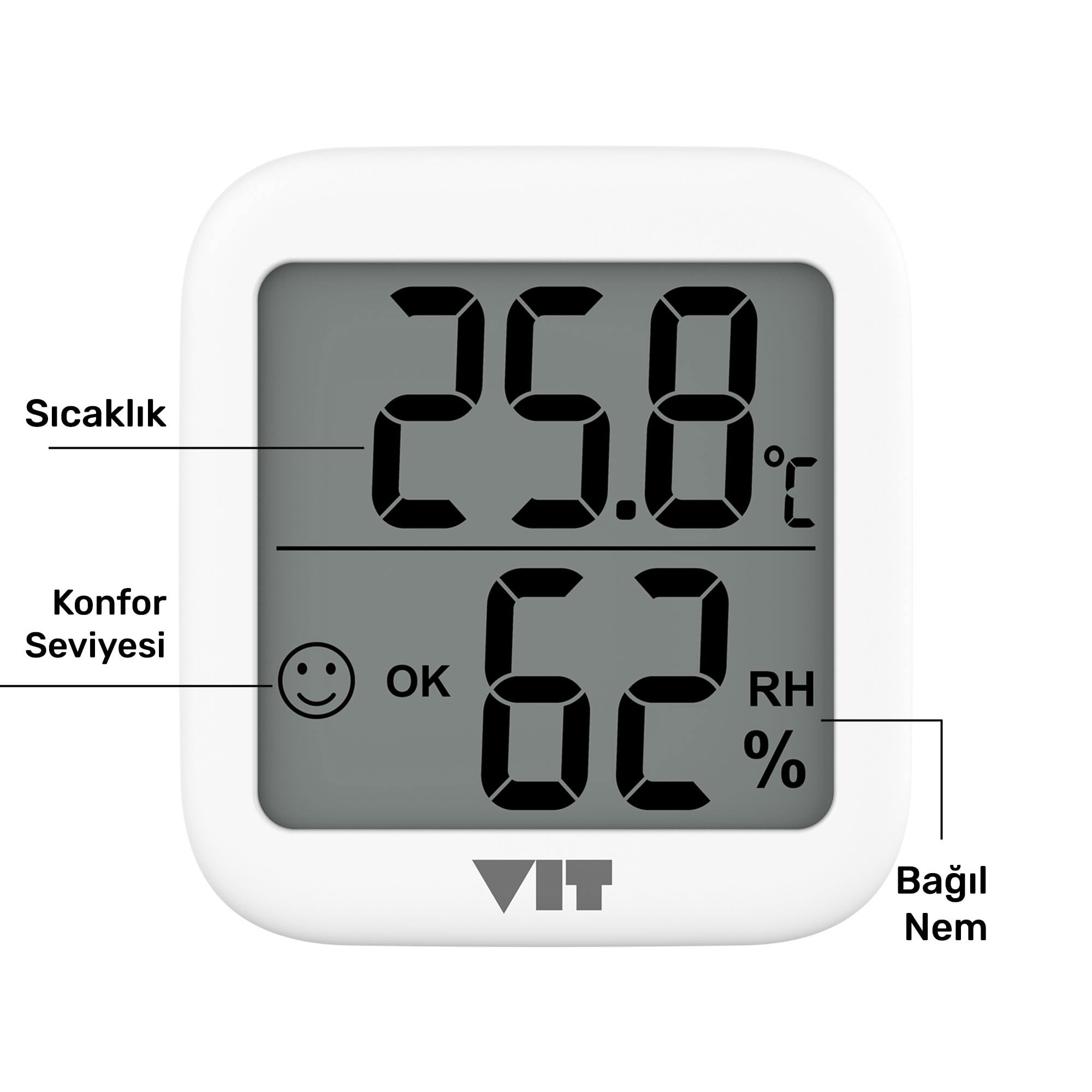 VIT 6'lı İç Mekan Dijital Isı ve Nem Ölçer Beyaz Termometre WVT17-04 THERMOMETER Termometre VIT WVT17-04 Distribütör  VIT 6'lı İç Mekan Dijital Isı ve Nem Ölçer Beyaz Termometre WVT17-04 THERMOMETER