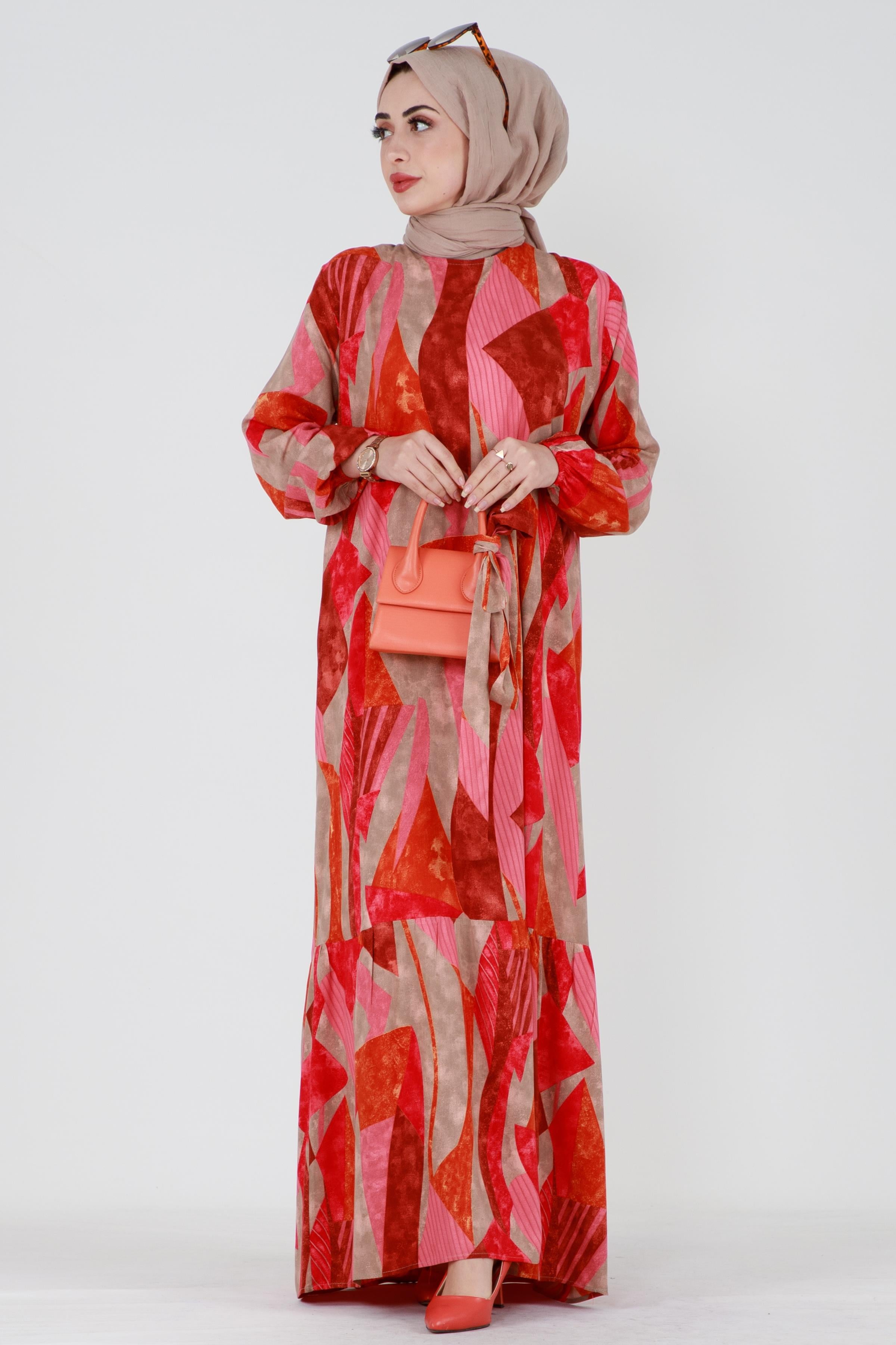 Açelya Ruffled Viscose Dress pink