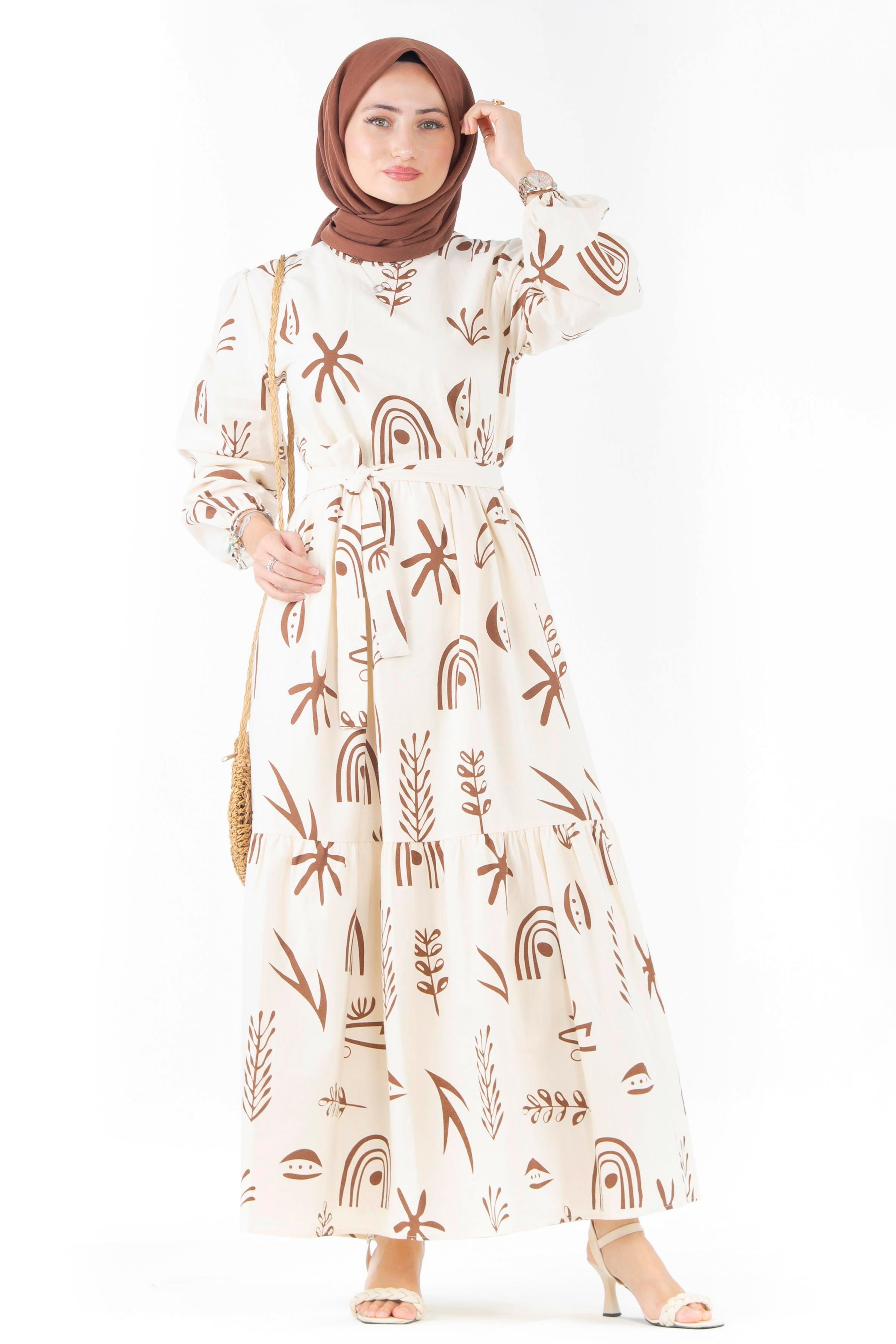 Sumerian Design Dress-Brown