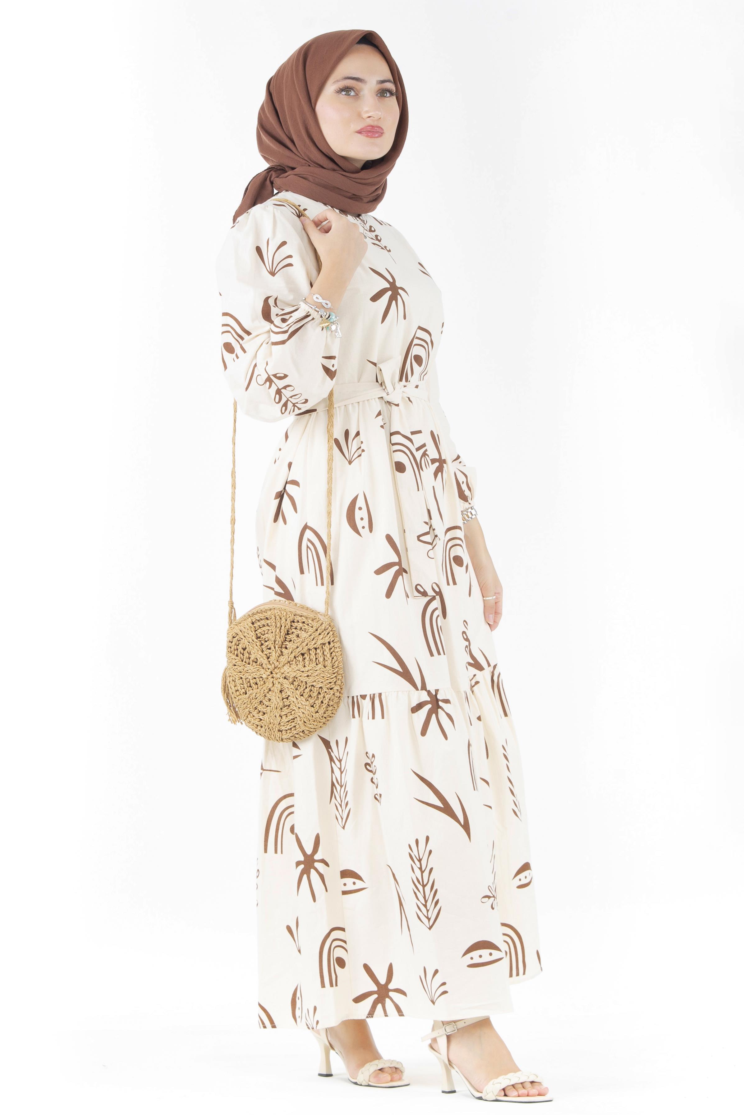 Sumerian Design Dress-Brown