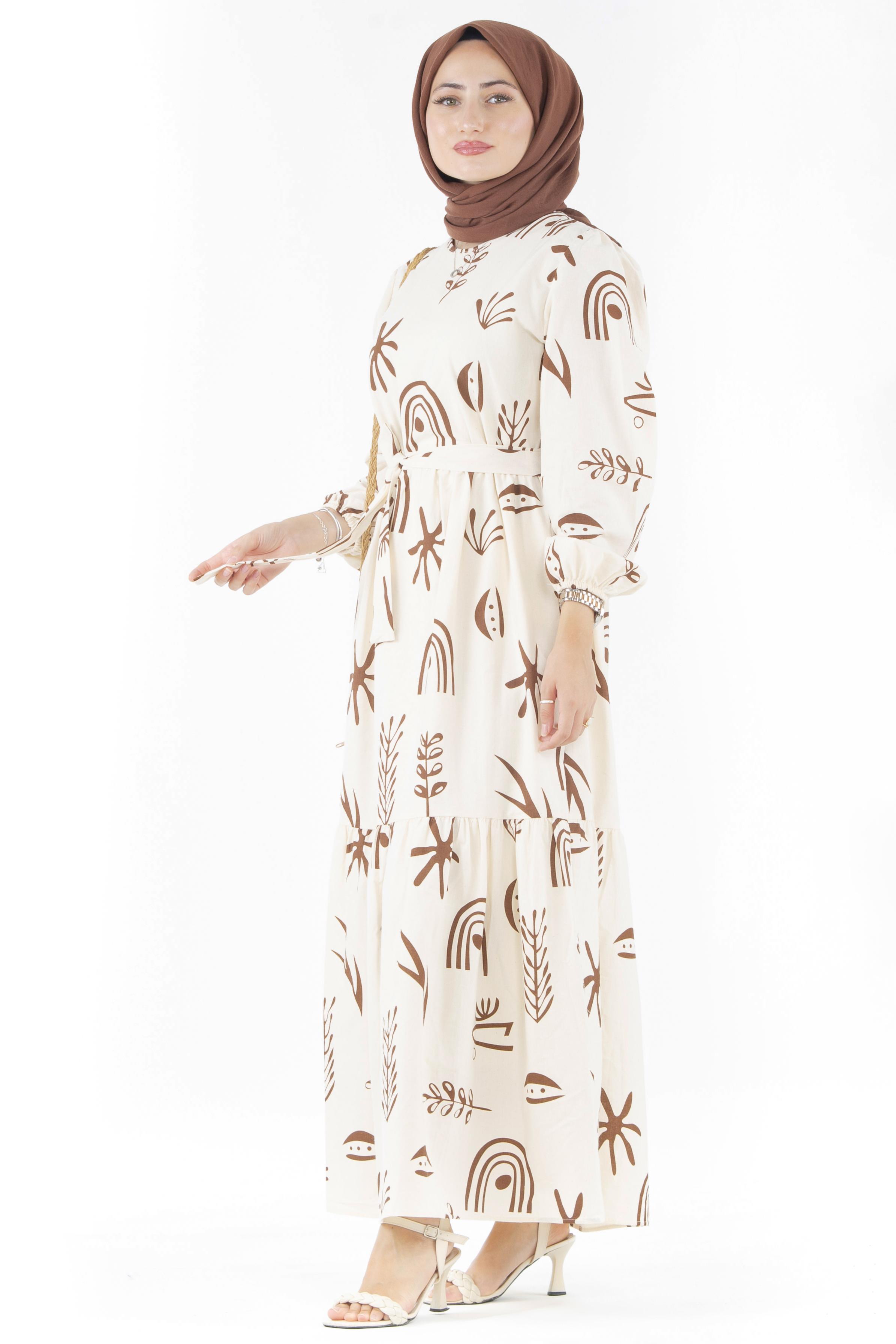 Sumerian Design Dress-Brown