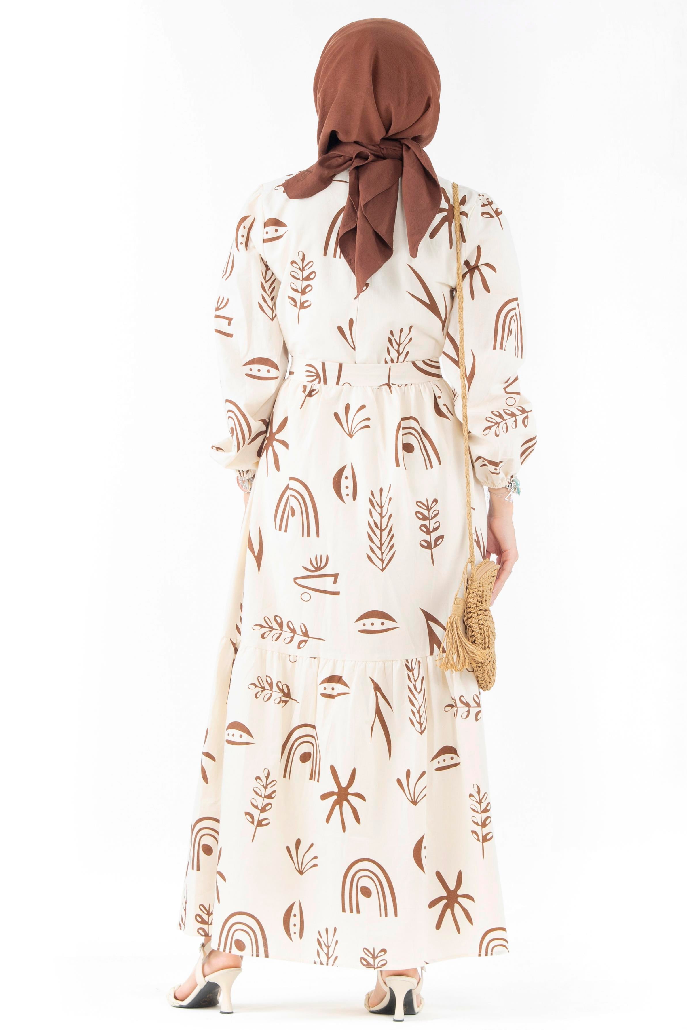 Sumerian Design Dress-Brown