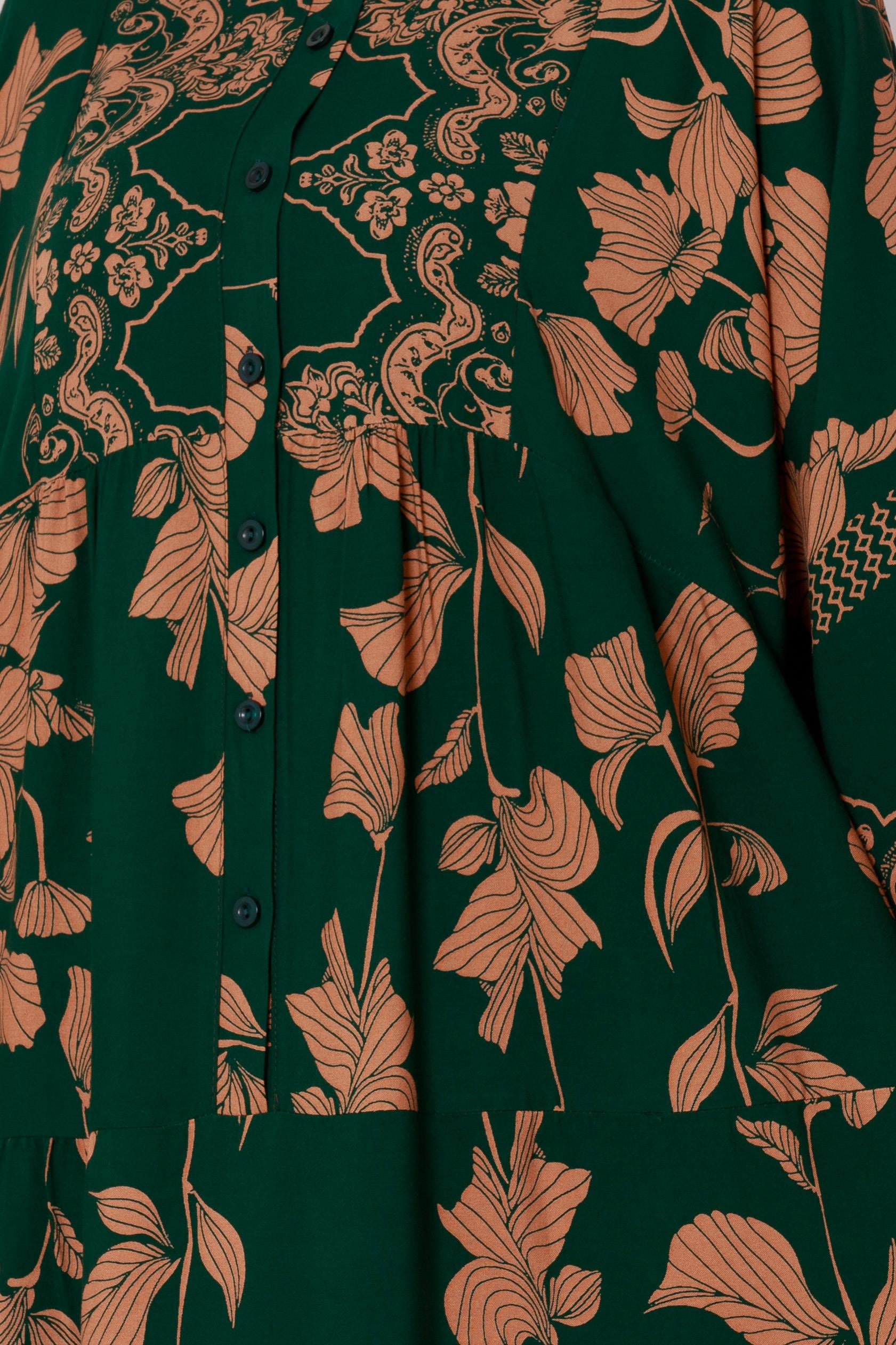 Arya Viscose Half Button Dress - green  color