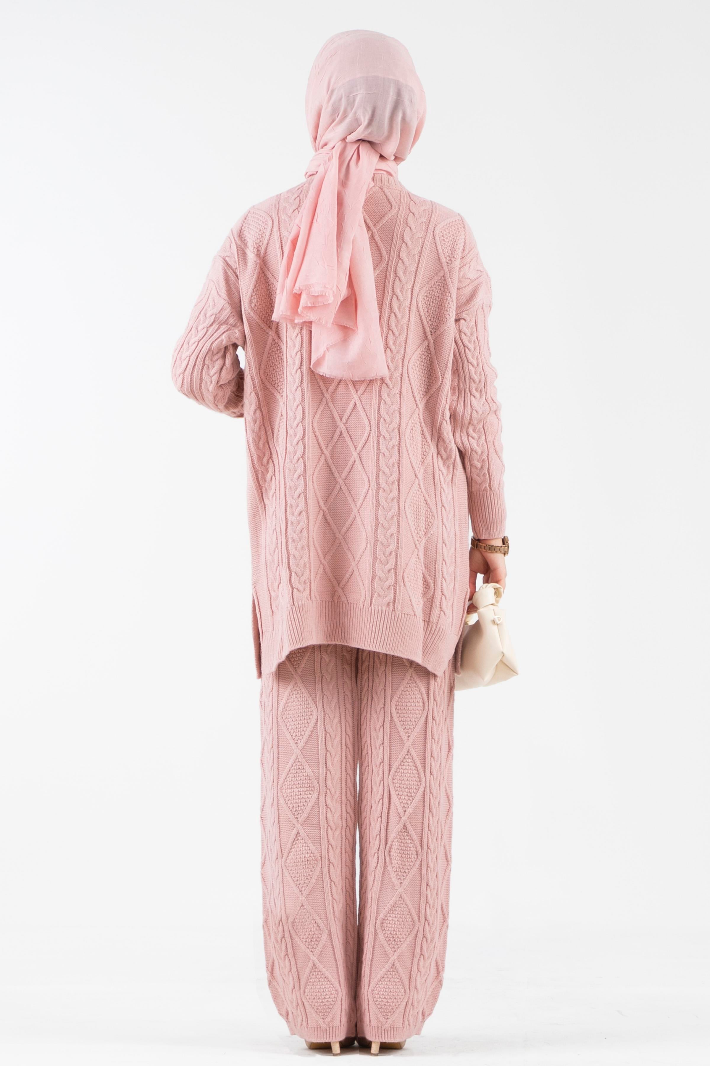 Baklava Model Triko Takım-Pembe