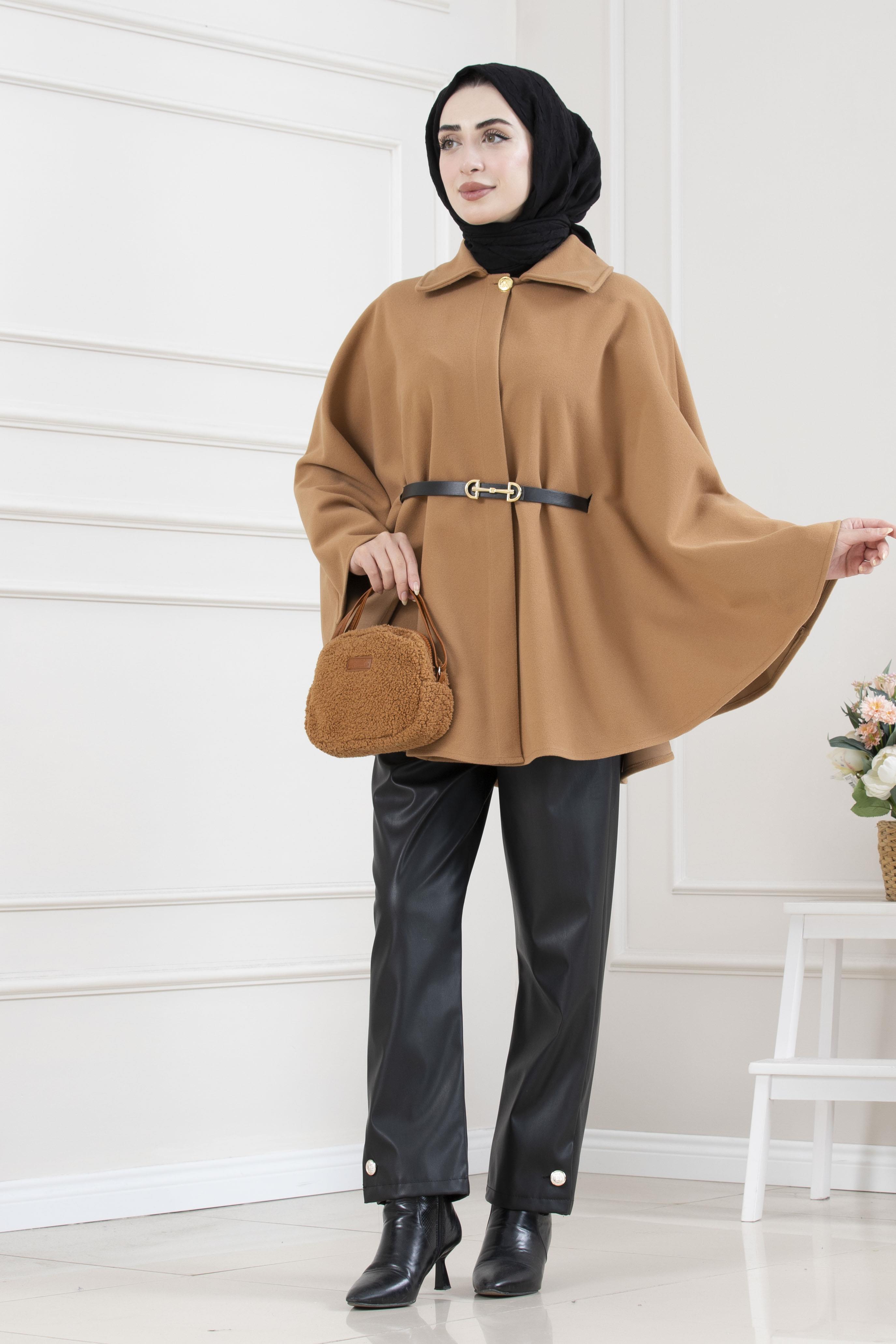 Beli Kemerli Kaşe Panço-TABA