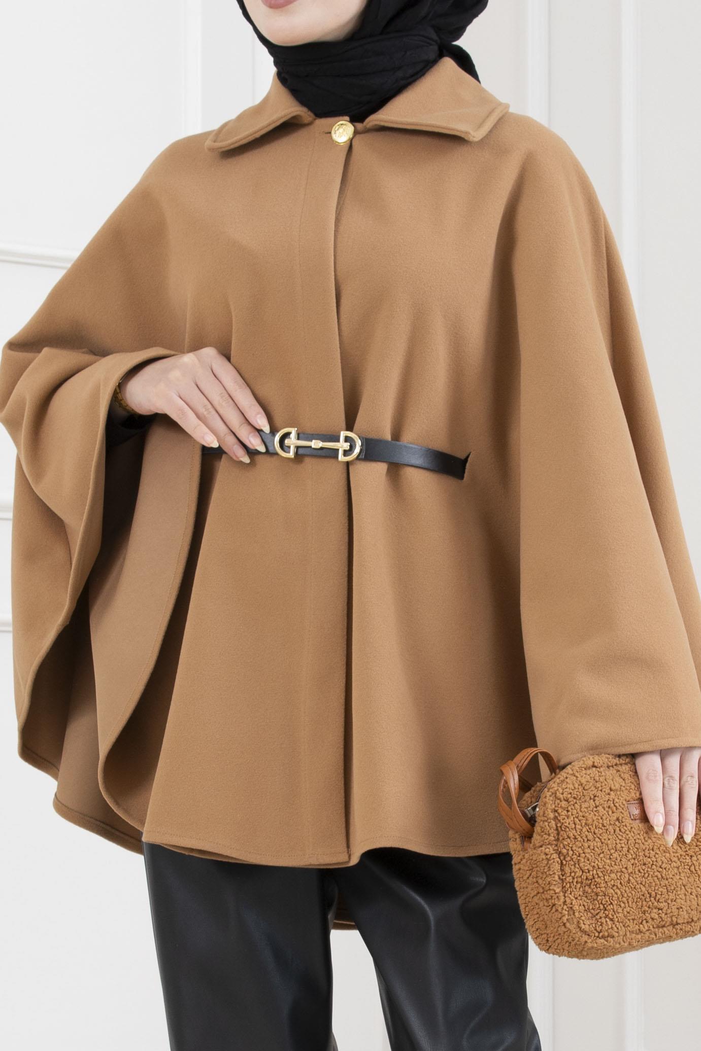 Beli Kemerli Kaşe Panço-TABA