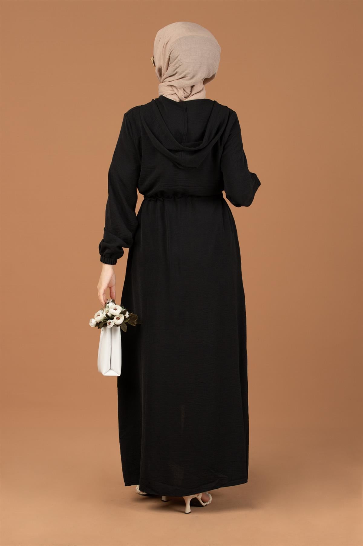 Waist Tunnel Abaya-Black