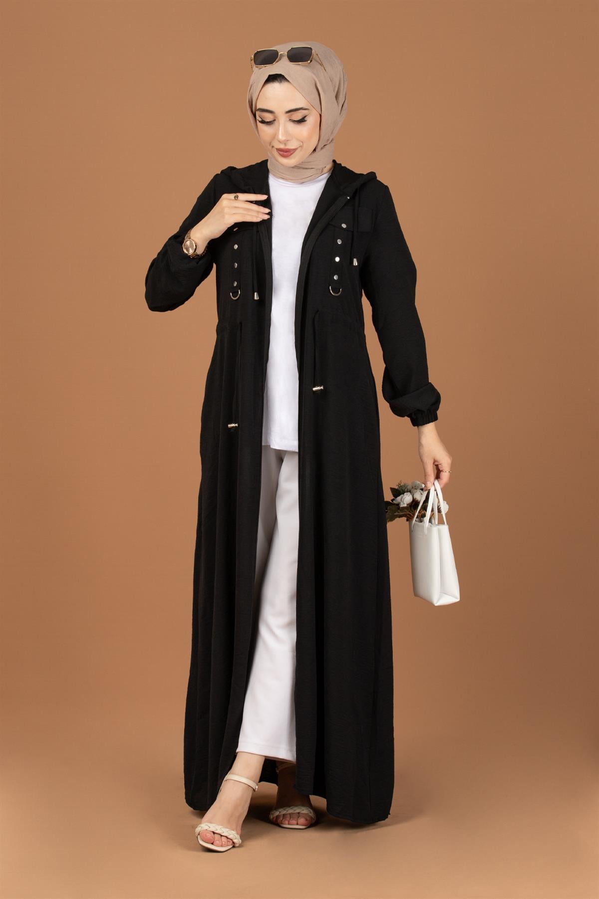 Waist Tunnel Abaya-Black