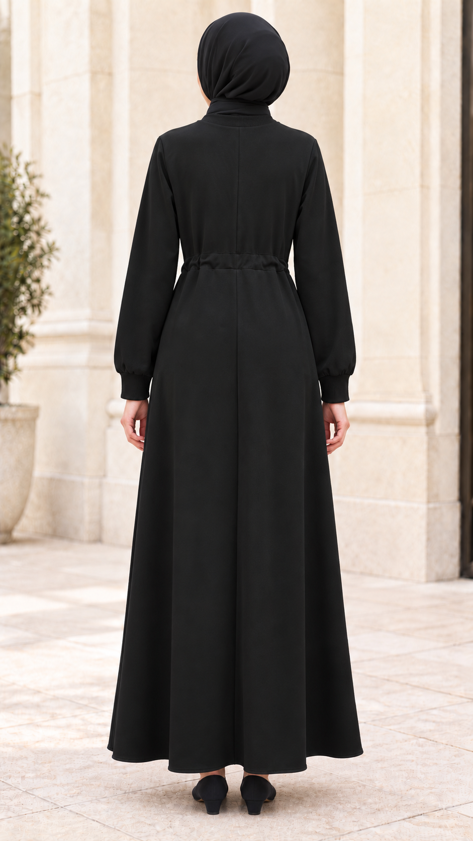 Dress with belt at the waist - Black Color