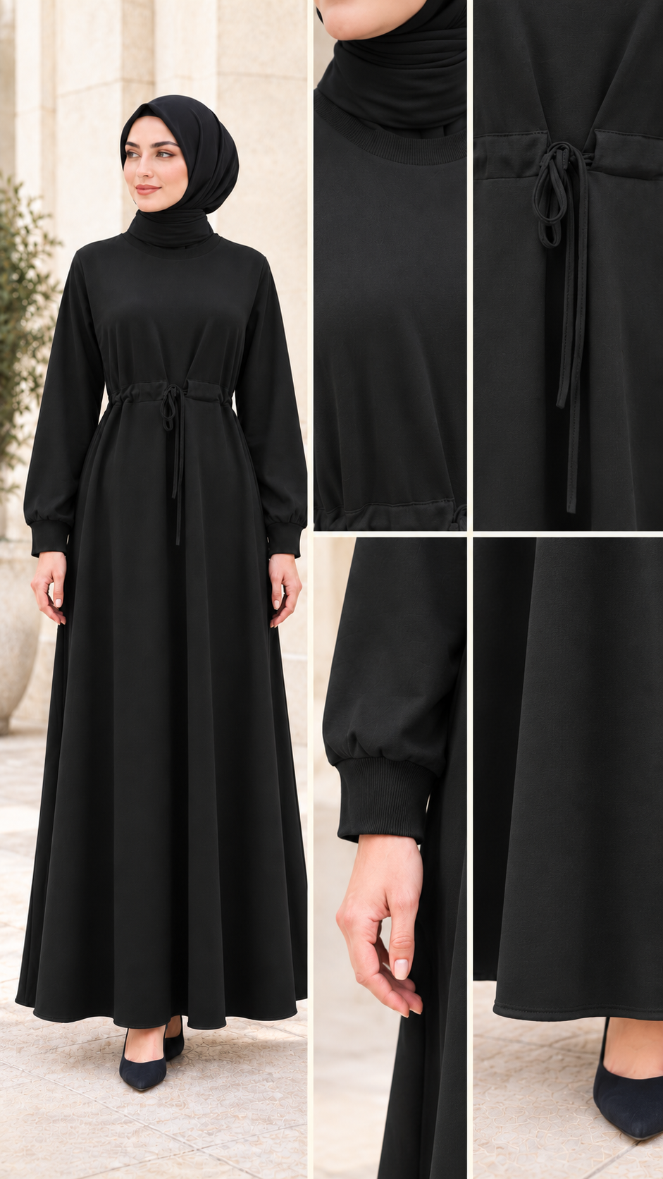 Dress with belt at the waist - Black Color