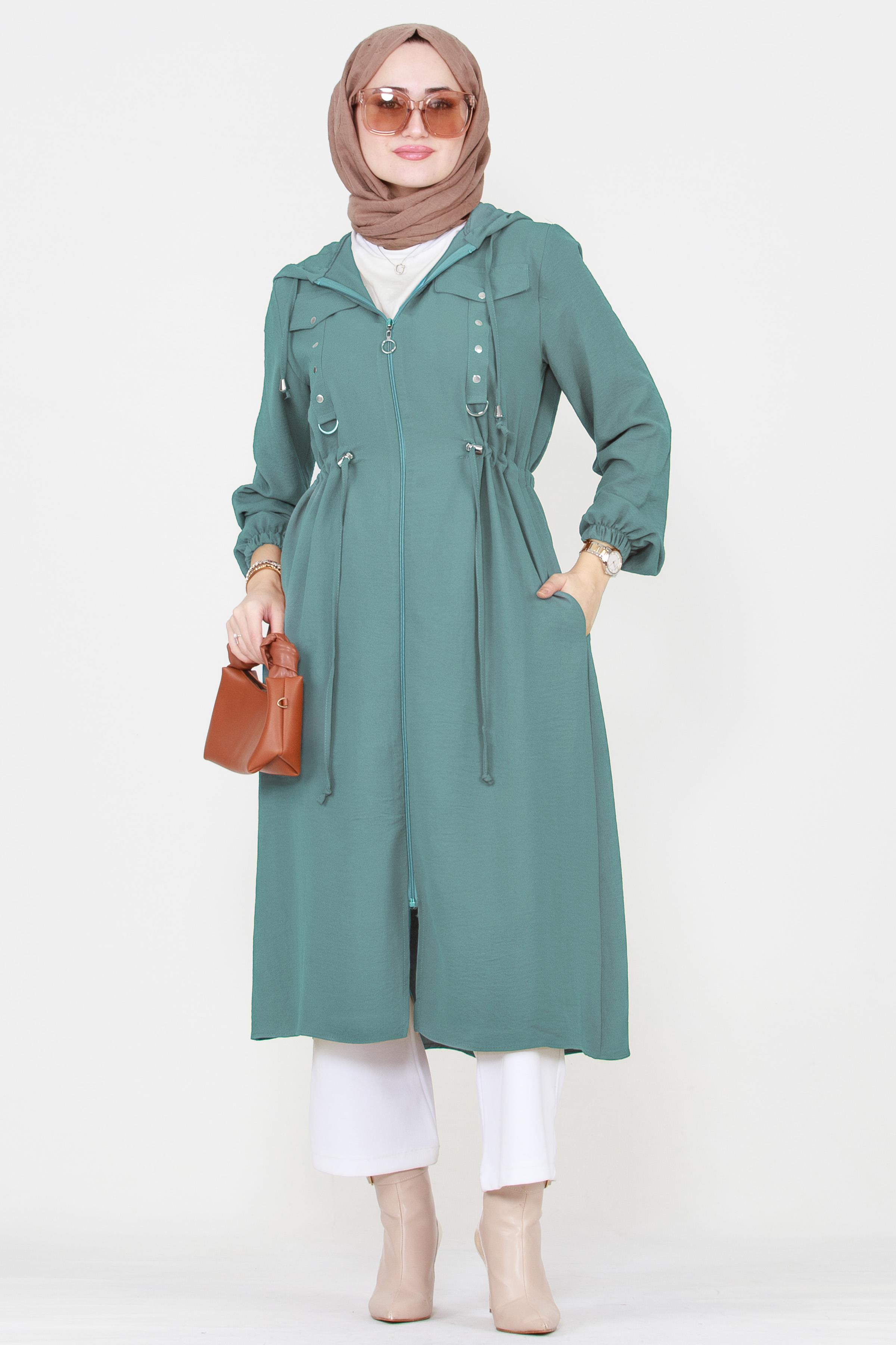 Beli Tünelli Mevsimlik Tunik-Mint Yeşili