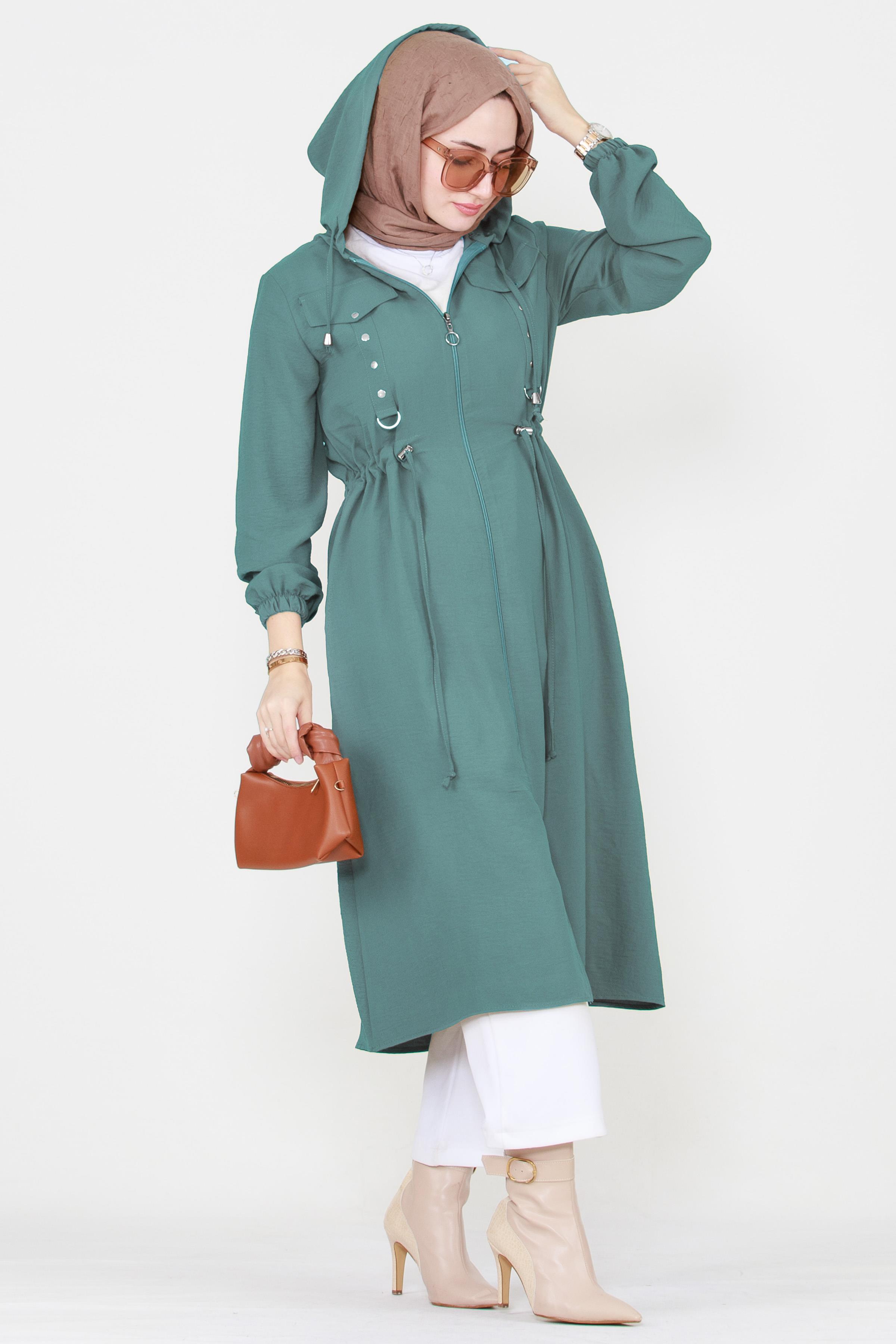 Beli Tünelli Mevsimlik Tunik-Mint Yeşili