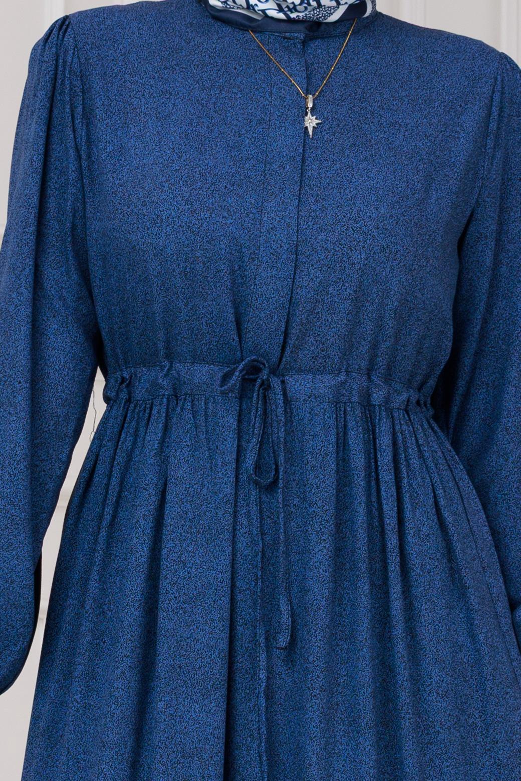 Beli Tünelli Nur Elbise-Mavi